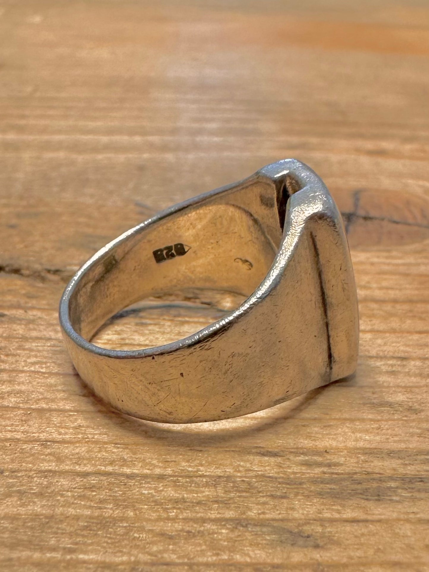 Modernist Jasper Rectangle 925 Silver Size M Ring