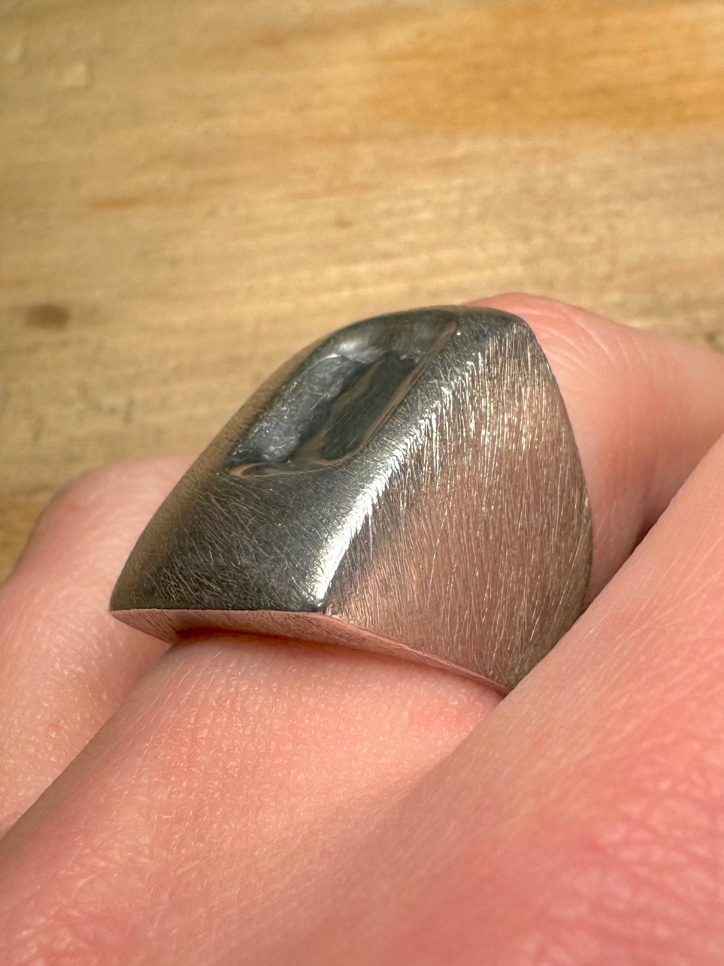 Abstract Modernist GE Maker Brush 925 Silver Size O Ring