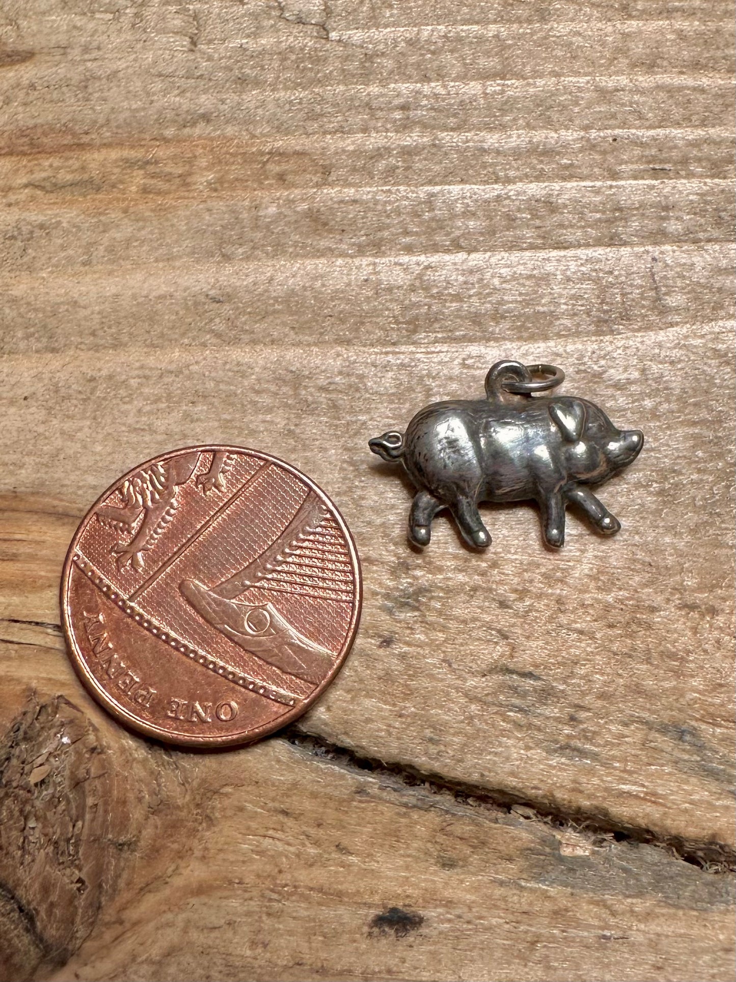Vintage Pig 925 Silver Charm Pendant