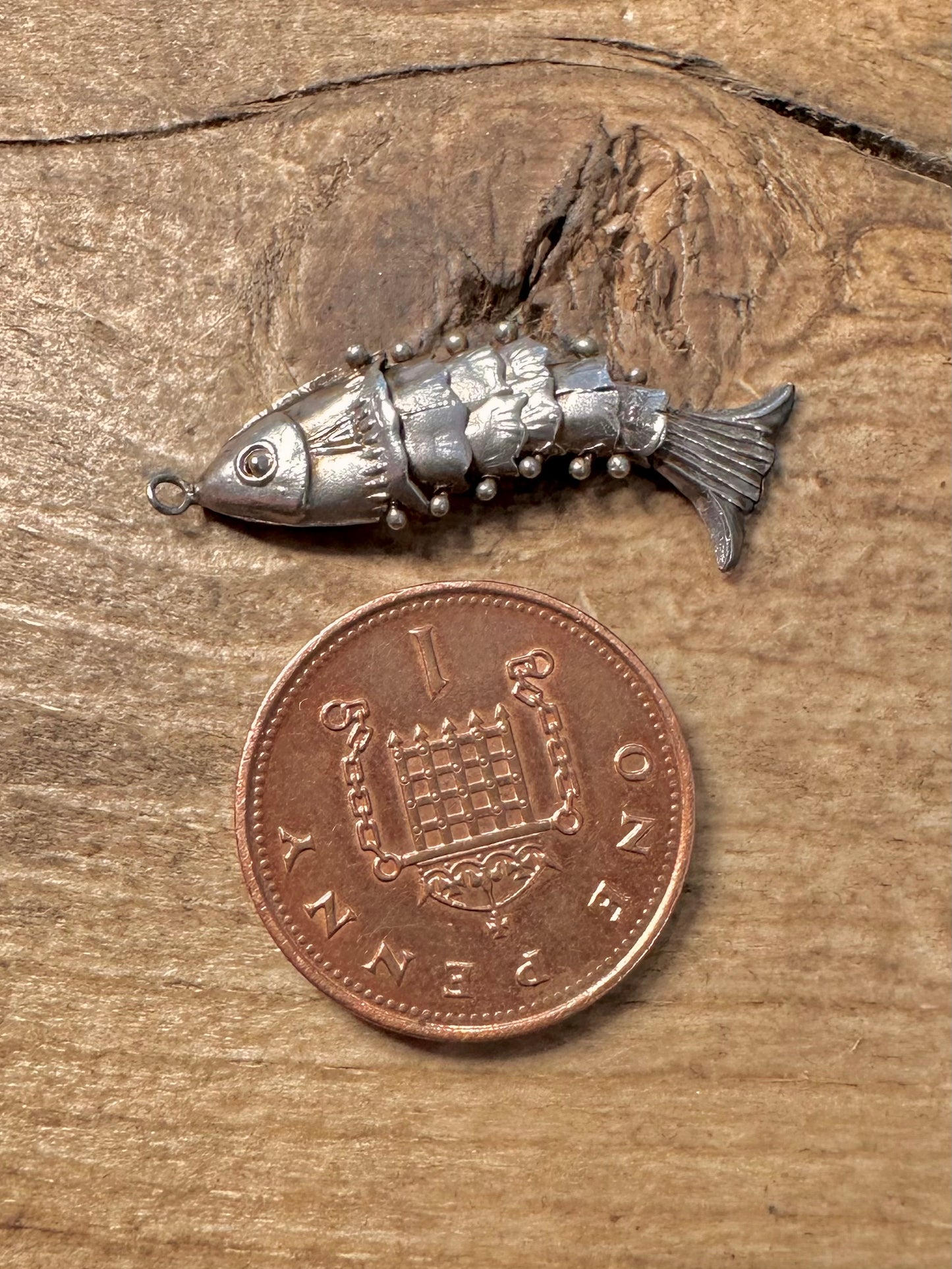 Vintage Fish Articulated 925 Silver Pendant