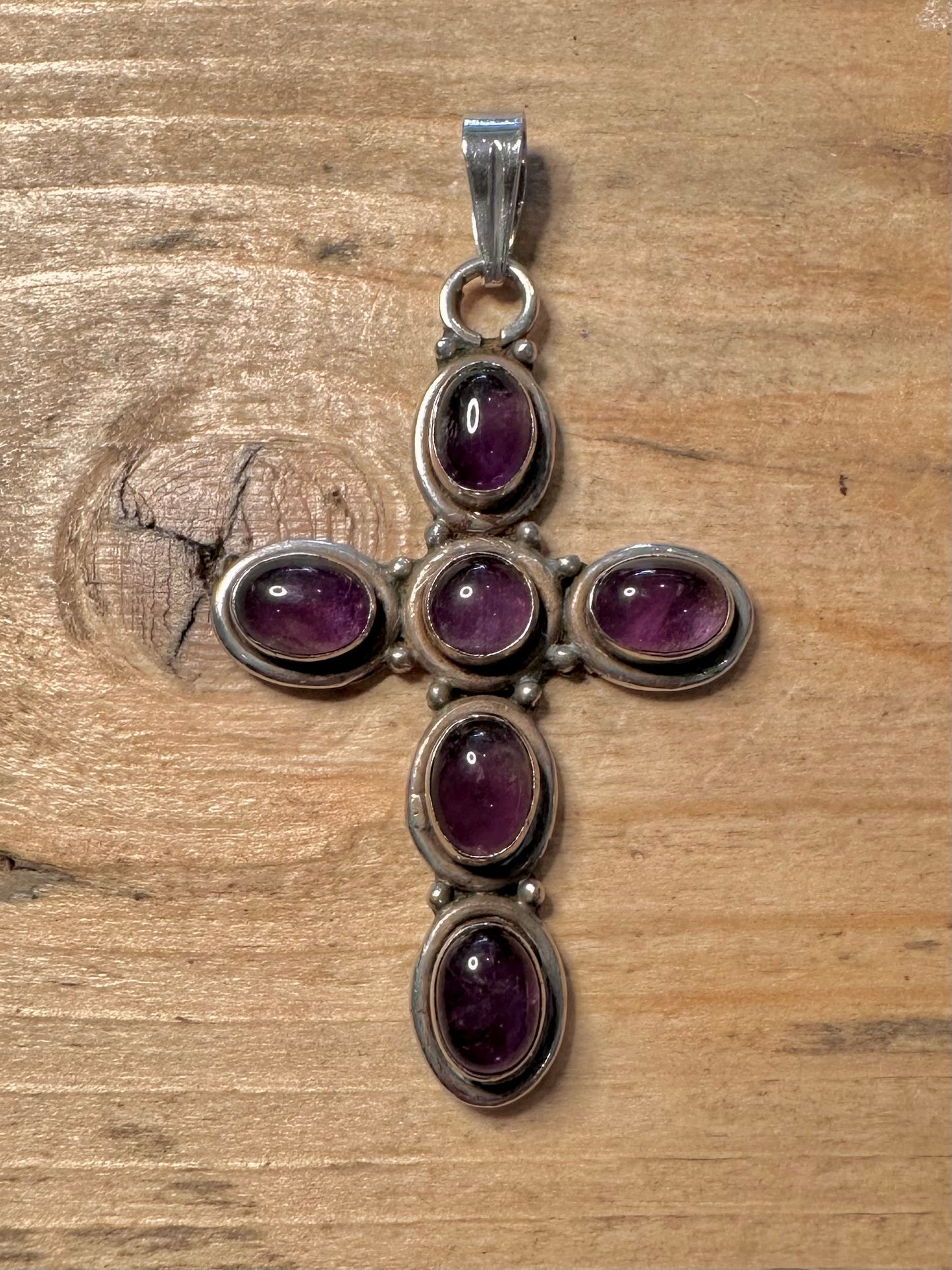 Vintage Amethyst Cross 925 Silver Pendant