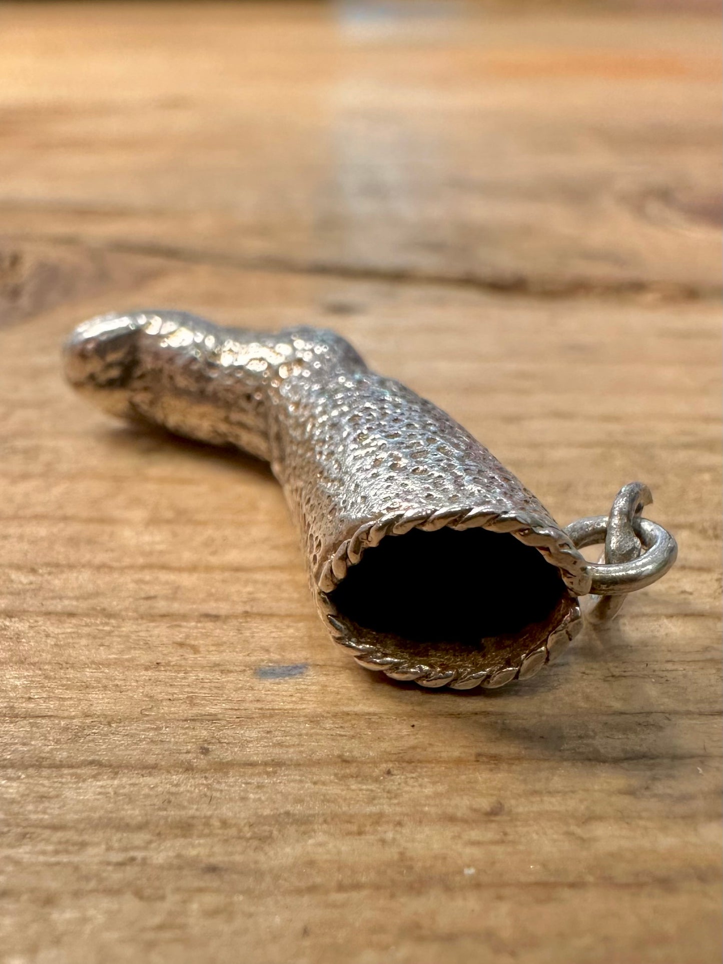 Vintage Textured Boot 925 Silver Charm Pendant