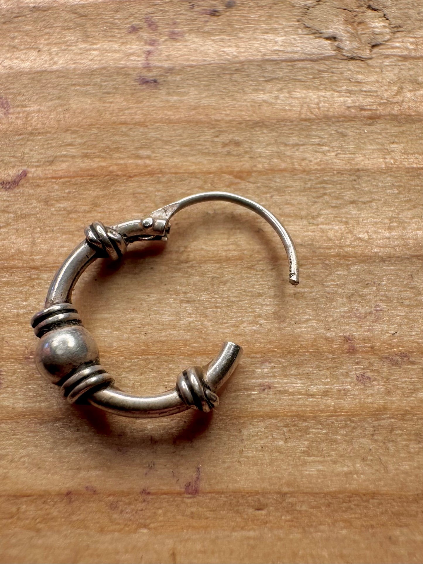 Vintage Tribal Small Hoops 925 Sterling Silver Earrings
