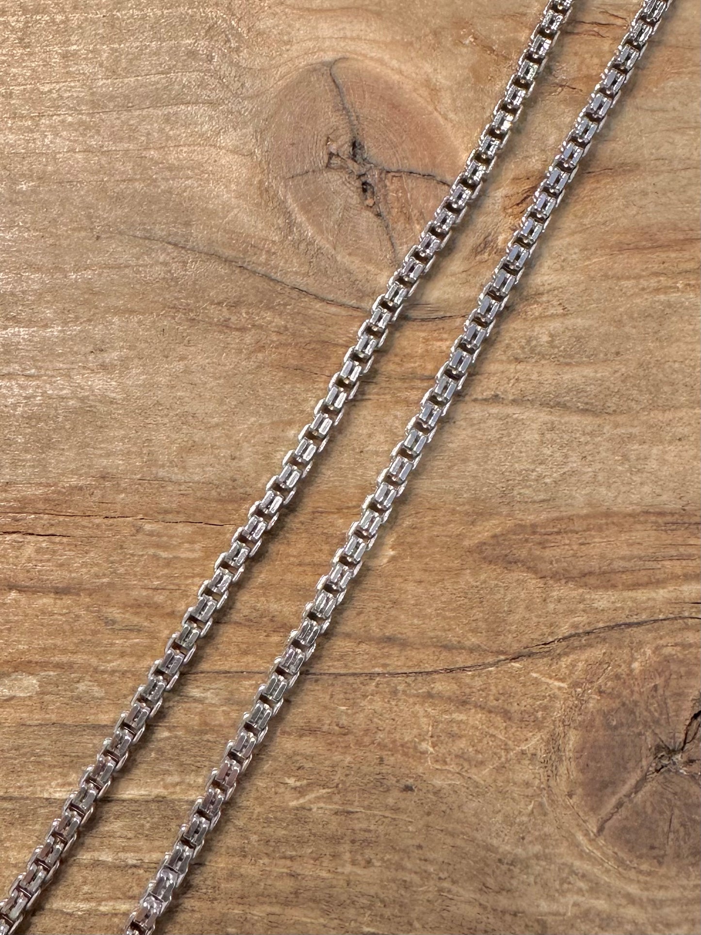 Vintage Unique Box Chain 925 Silver 23 inch Necklace