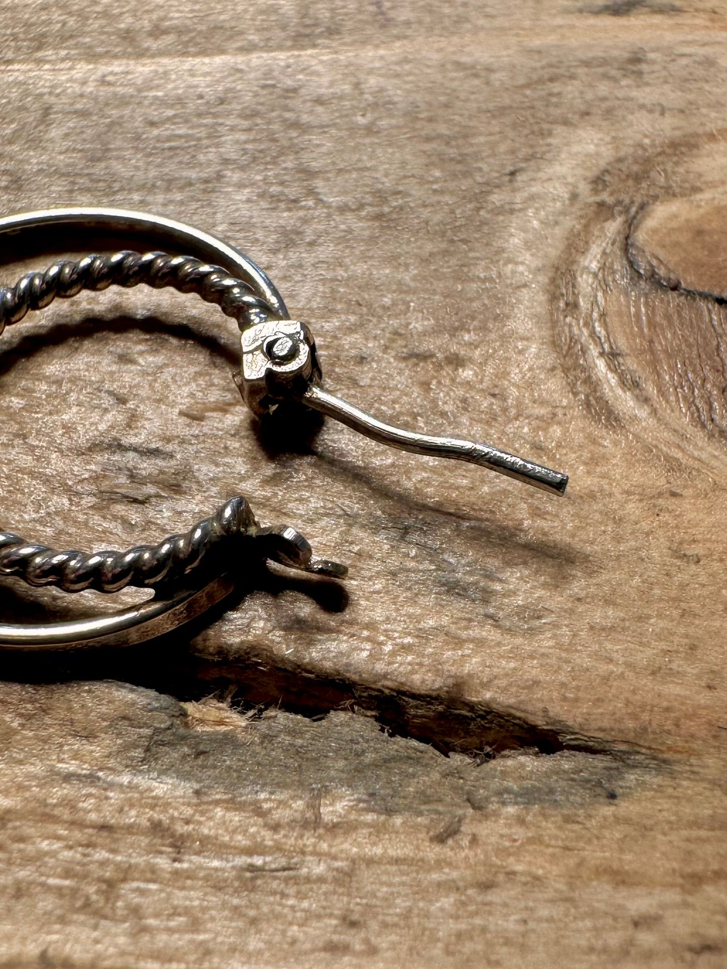 Vintage Twisted Double Hoops 925 Silver Earrings
