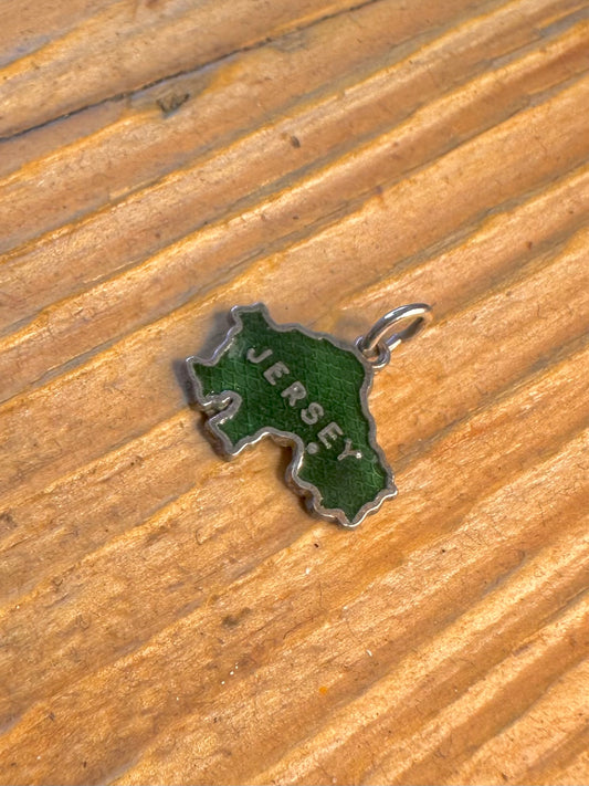 Jersey Green Enamel 925 Sterling Silver Charm Pendant