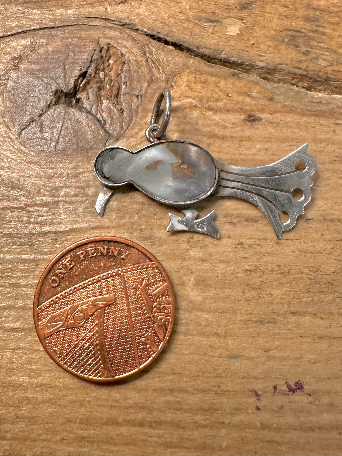 Vintage Bird with Abalone? 925 Silver Pendant