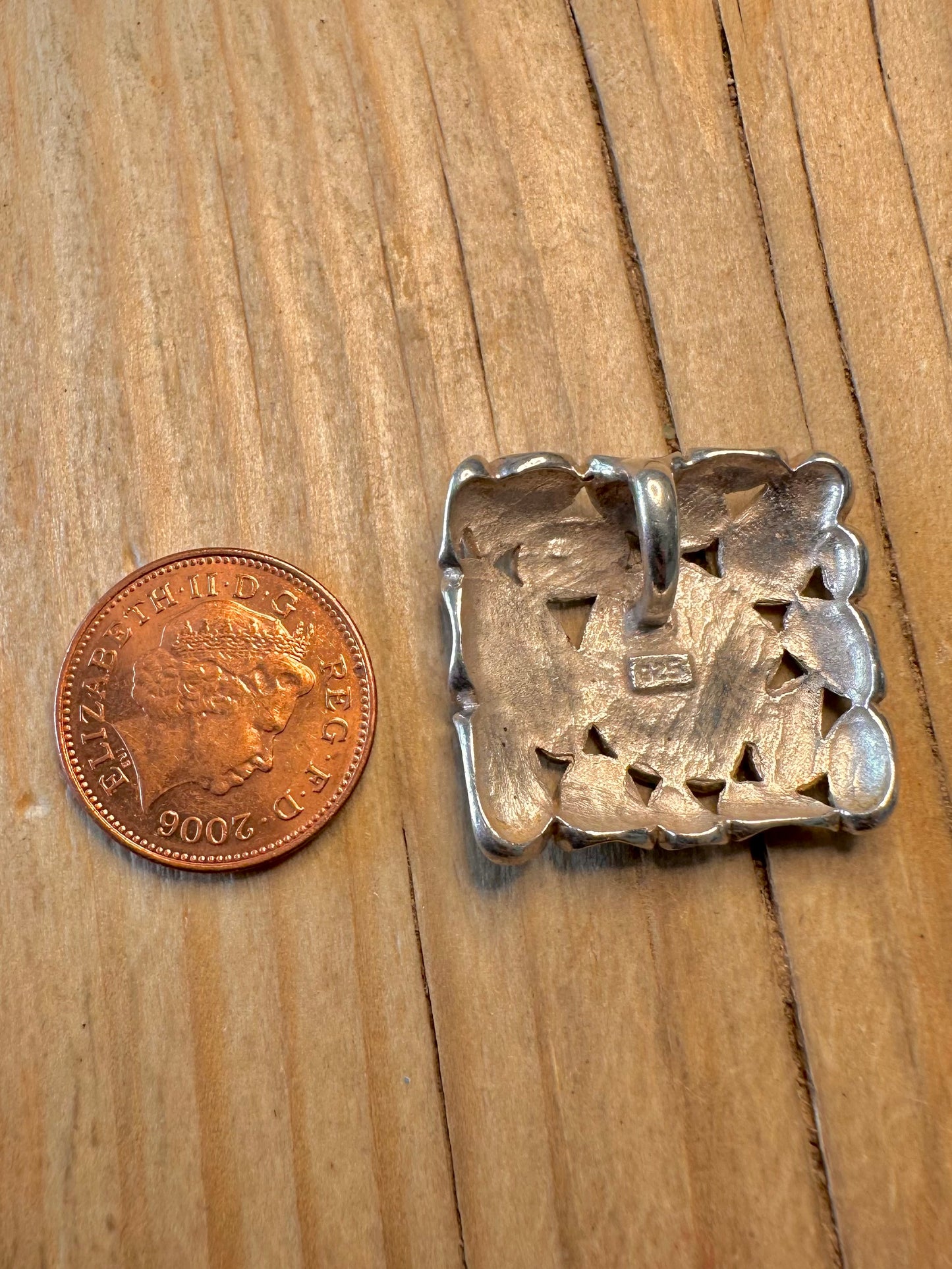 Abstract Modernist Rectangle 925 Sterling Silver Pendant