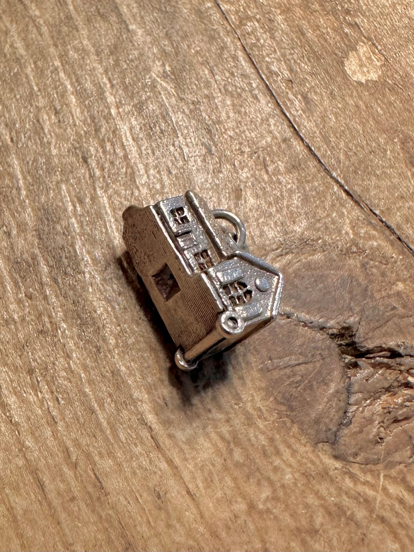 Vintage Building with Anvil 925 Silver Charm Pendant