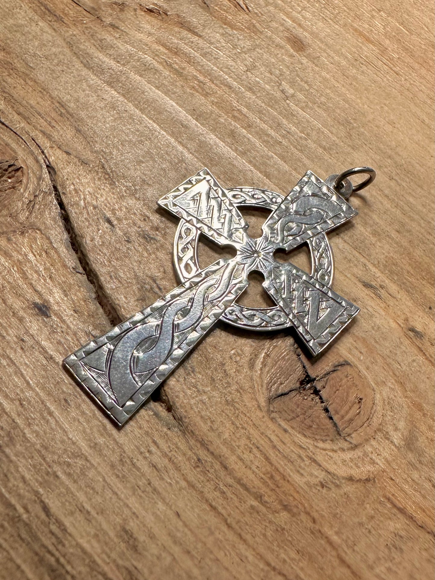 Vintage Large Celtic Engraved 925 Silver Pendant