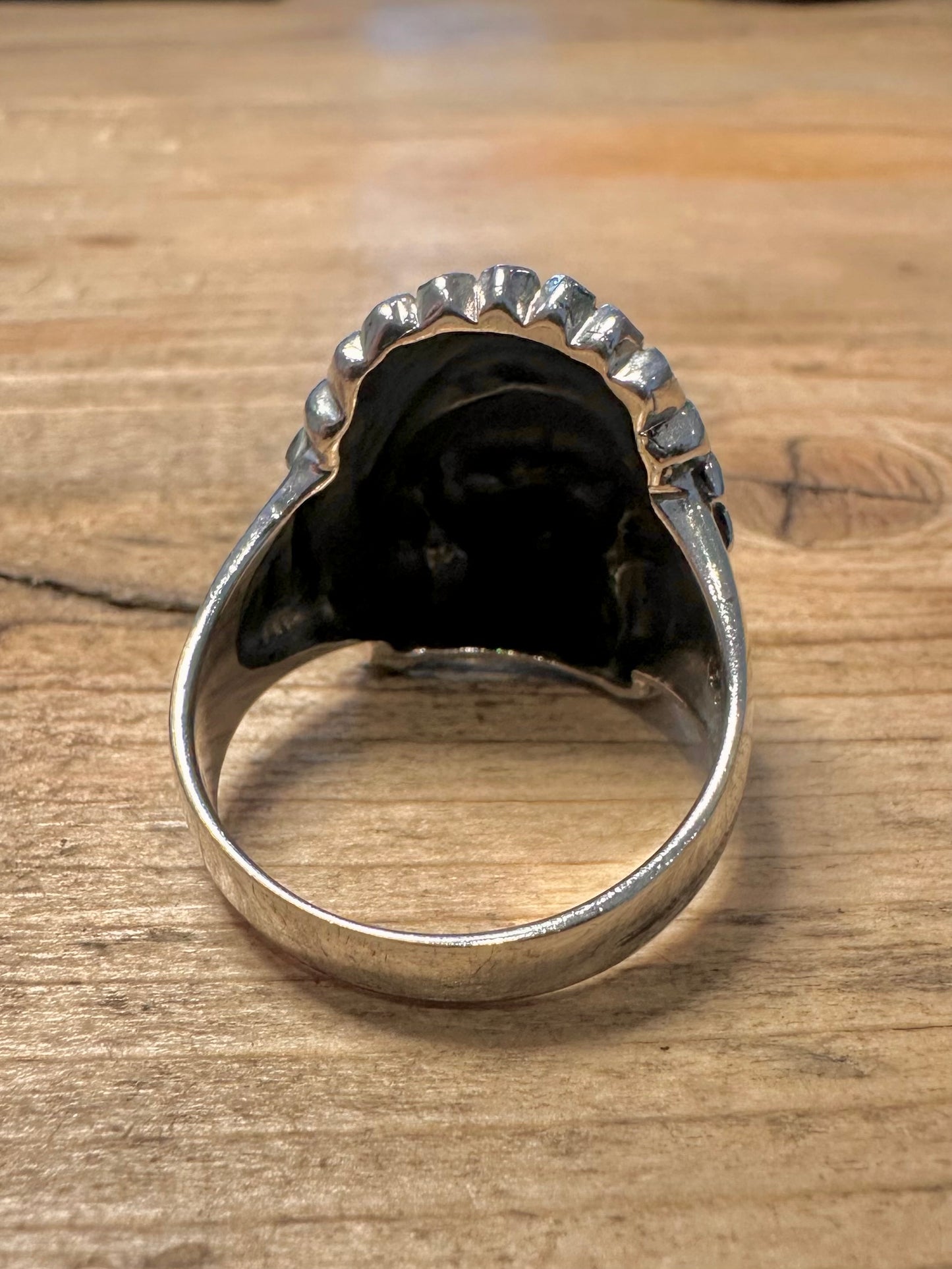 Native American Skull Head 925 Silver Size X1/2 Ring