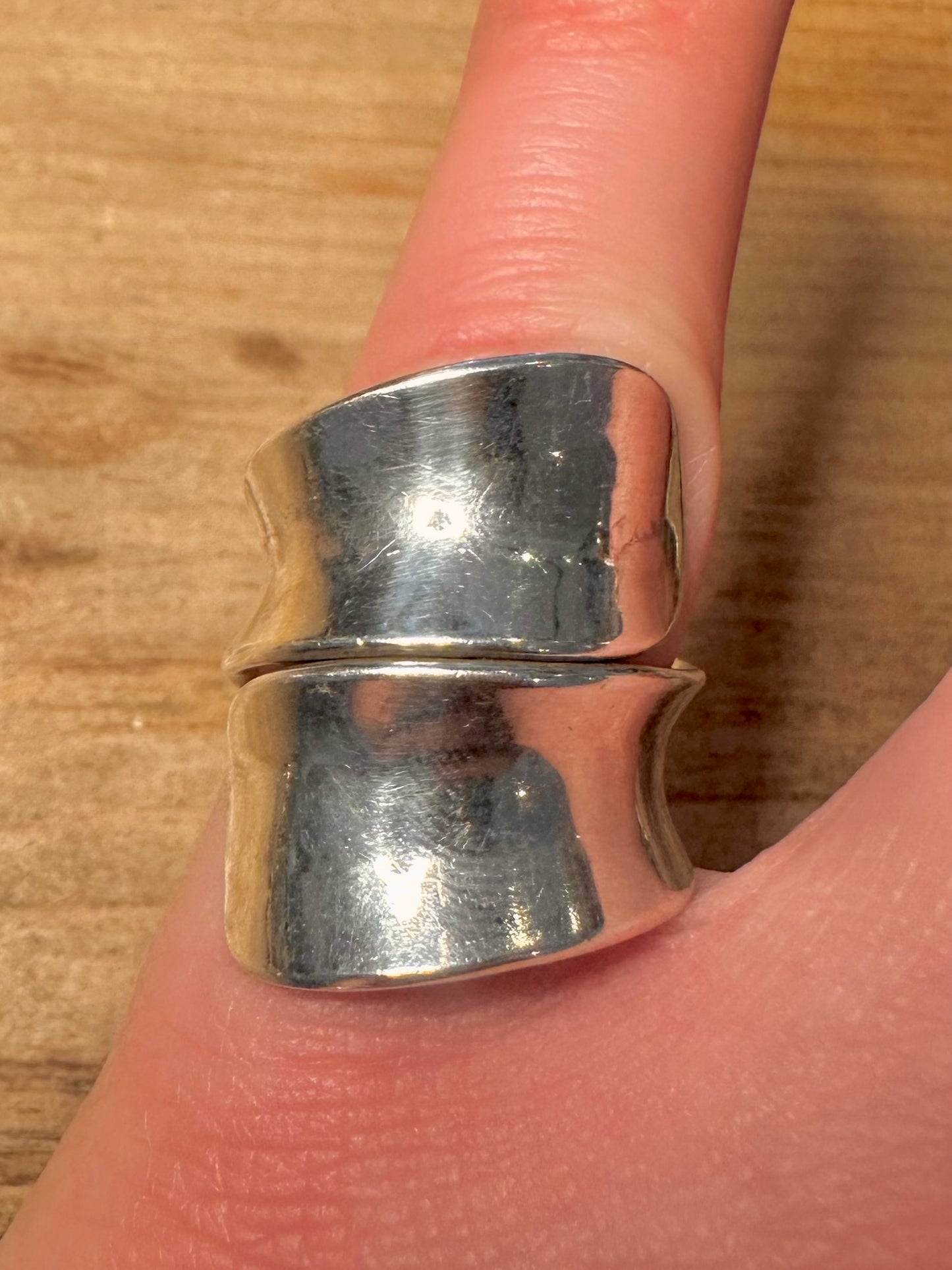 Abstract Chunky Overlapping 925 Silver Size M1/2 Ring