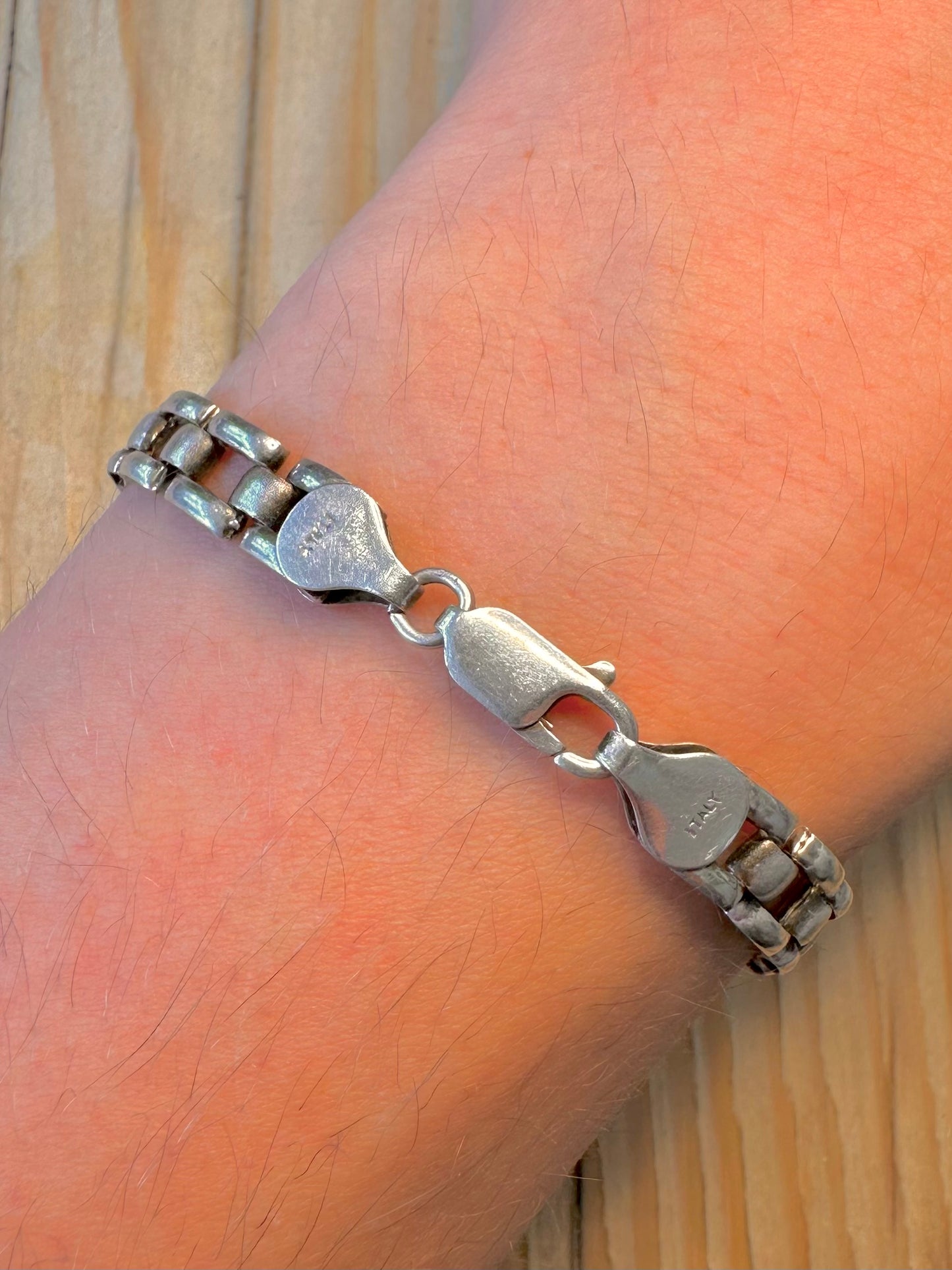 Vintage Box Link 925 Silver 7.5 inch Bracelet