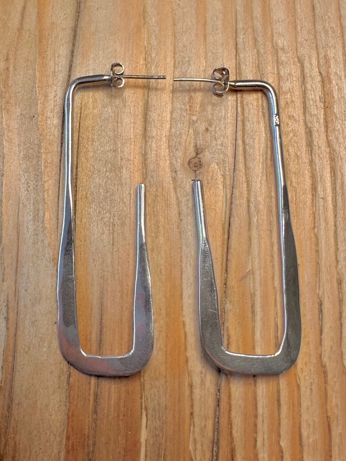 Abstract Rectangle Hoop 925 Sterling Silver Earrings