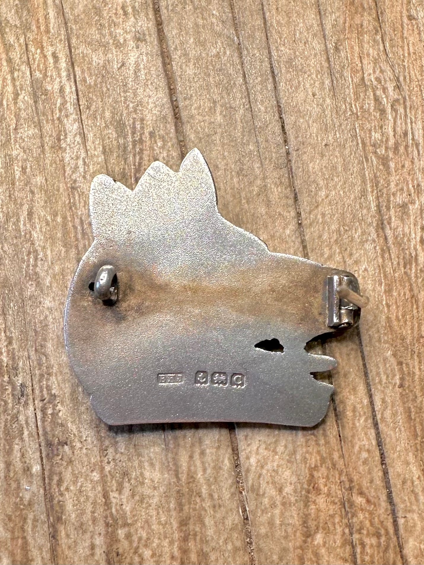 Vintage Rare 1927 Boars Head Campbell College 925 Sterling Silver Brooch