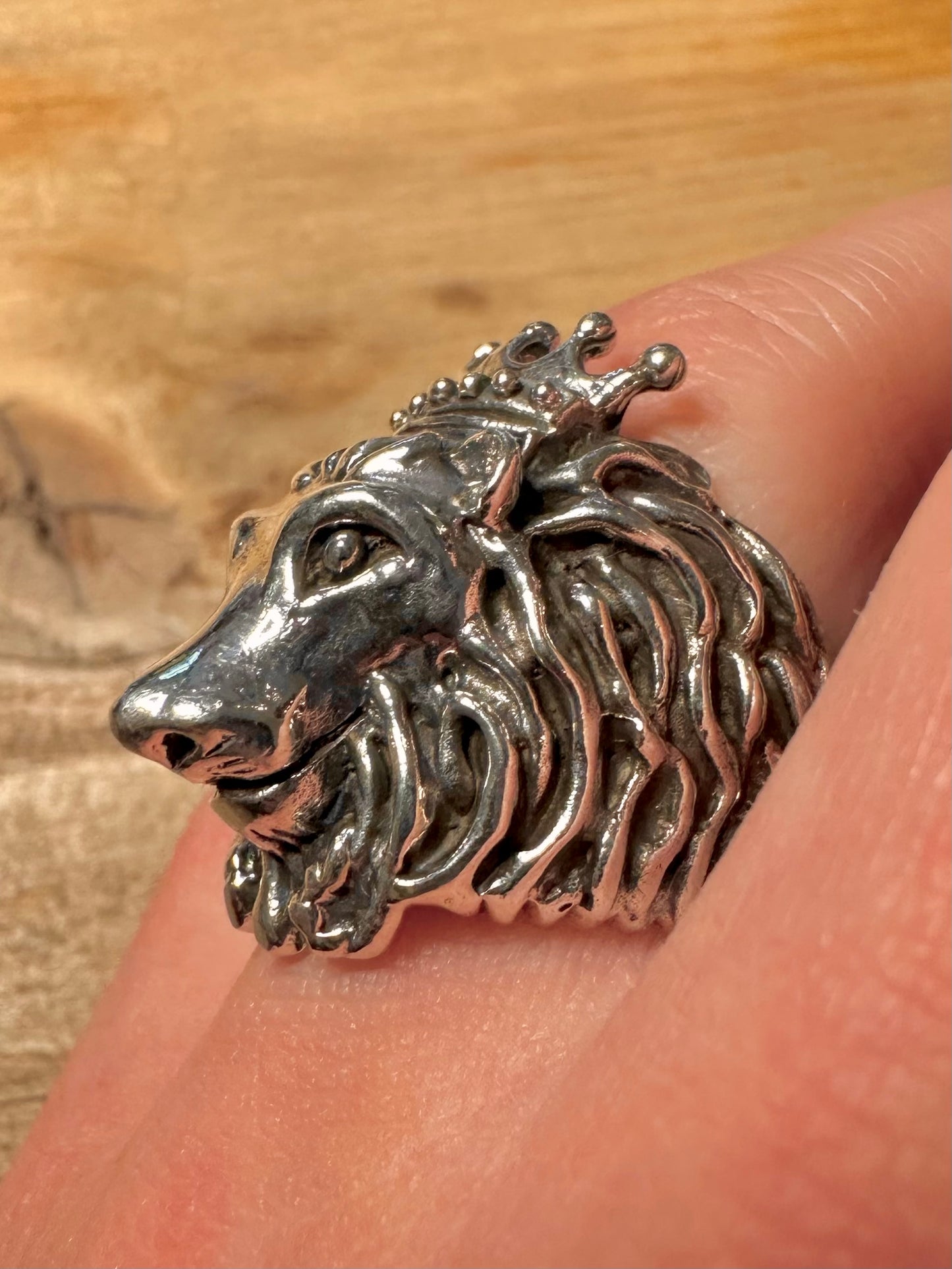 Vintage Lion King 925 Silver Size O1/2 Ring