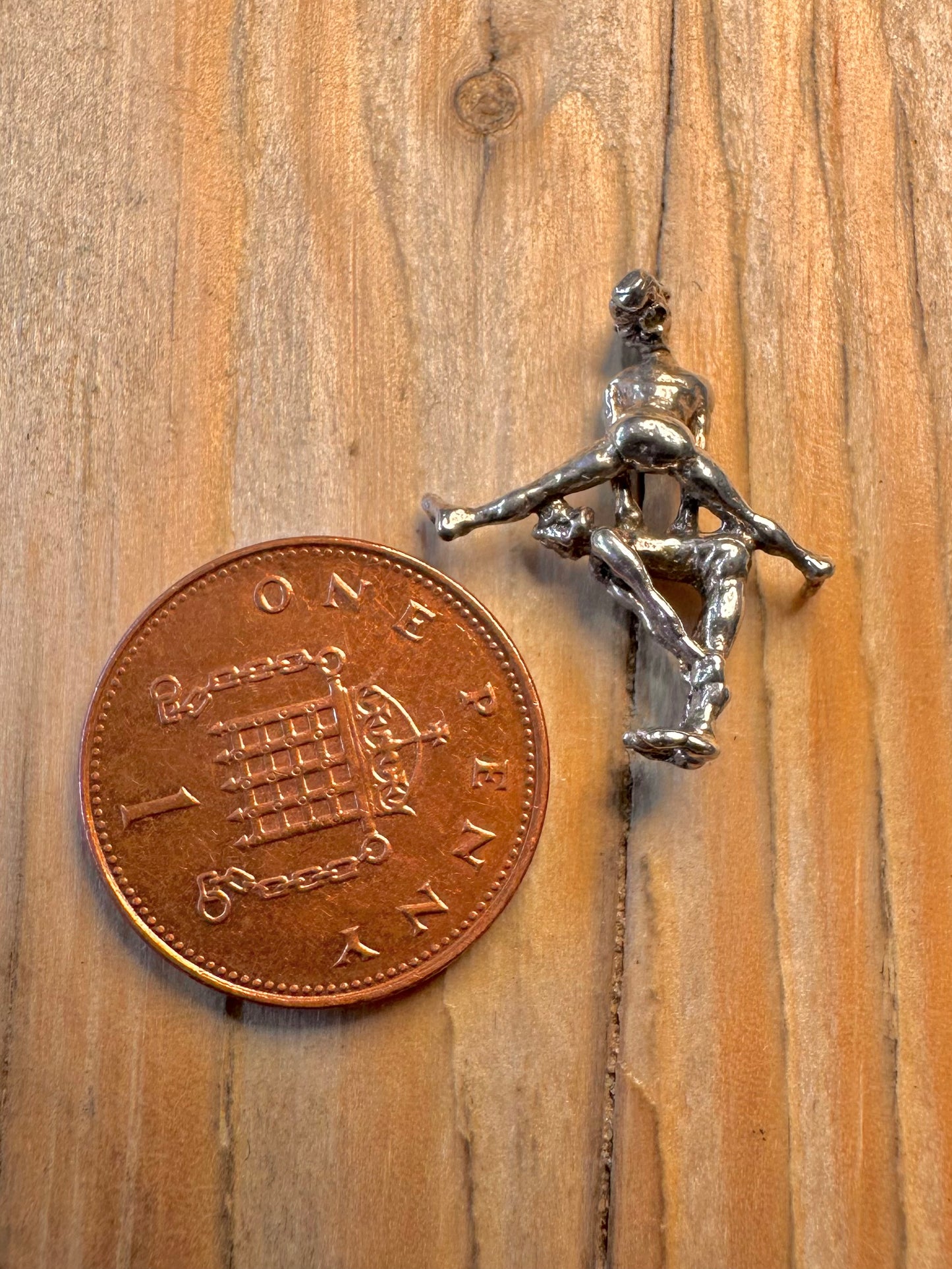 Vintage Acrobats 925 Sterling Silver Charm Pendant