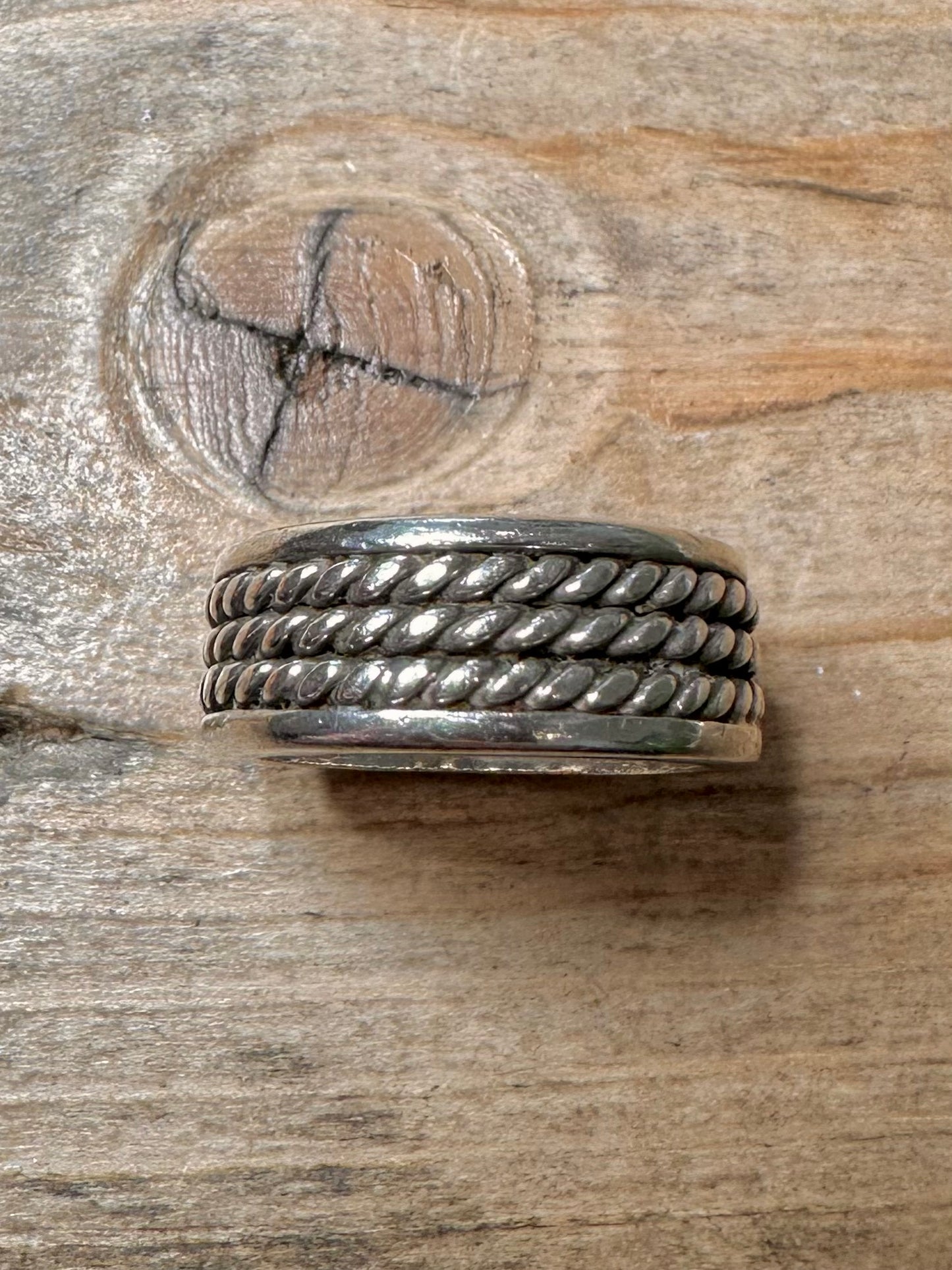 Vintage Heavy Tribal Band 925 Silver Size O1/2 Ring