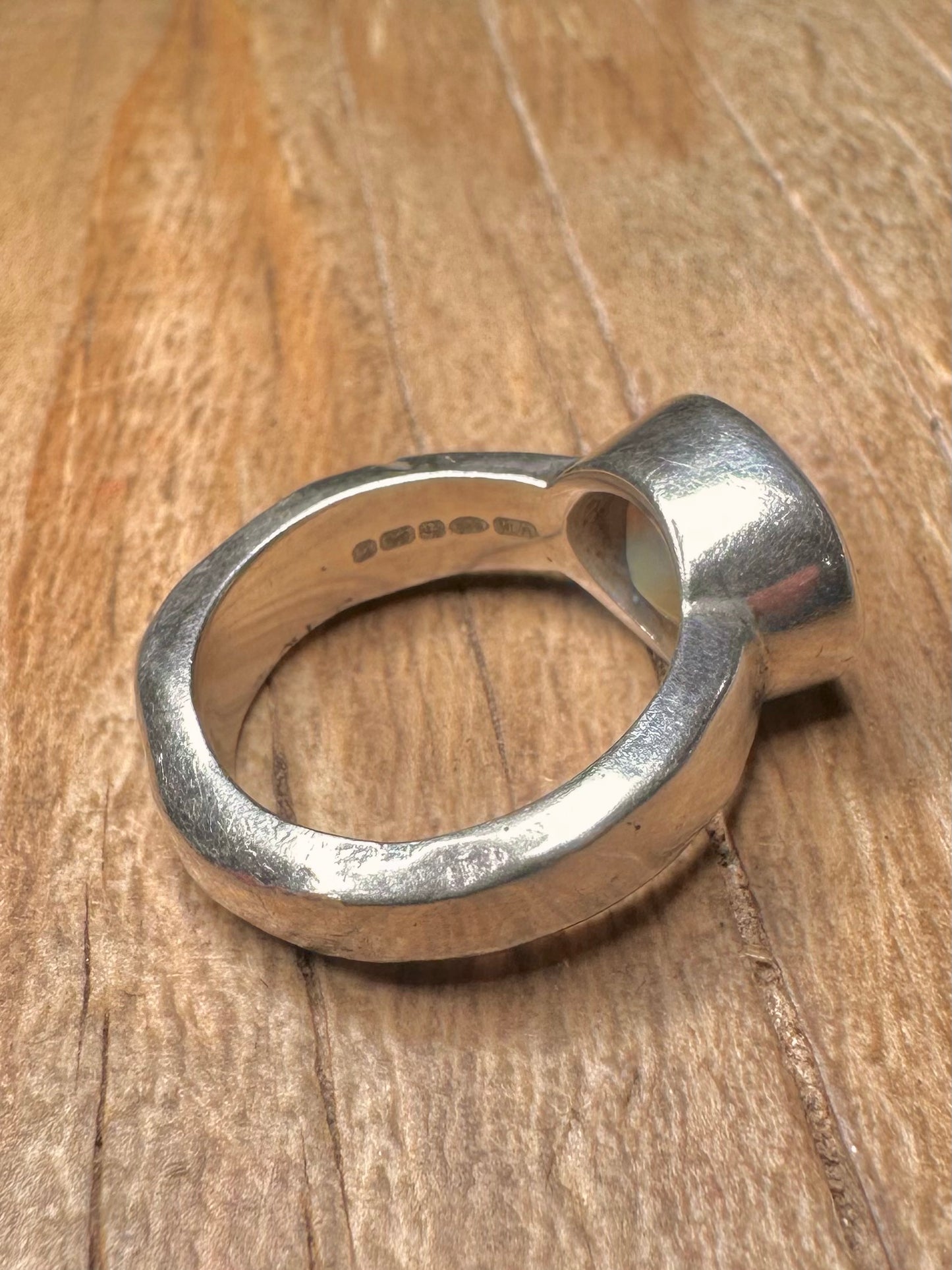 Modern 2022 Faceted Opal 925 Sterling Silver Size L Ring