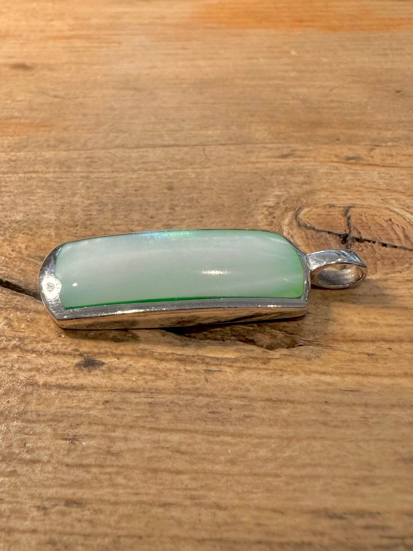 Modern Blue Mother of Pearl 925 Silver Pendant