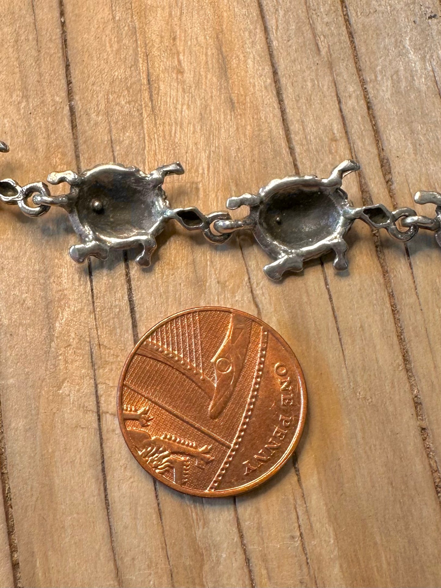 Vintage Turtle Chain 925 Silver 7.8 inch Bracelet