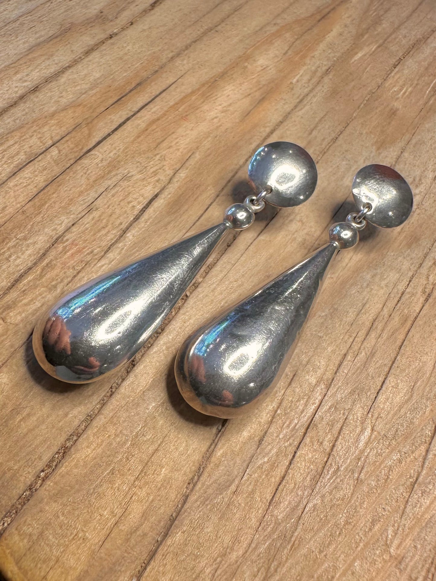 Vintage Dangle Teardrop 925 Sterling Silver Earrings