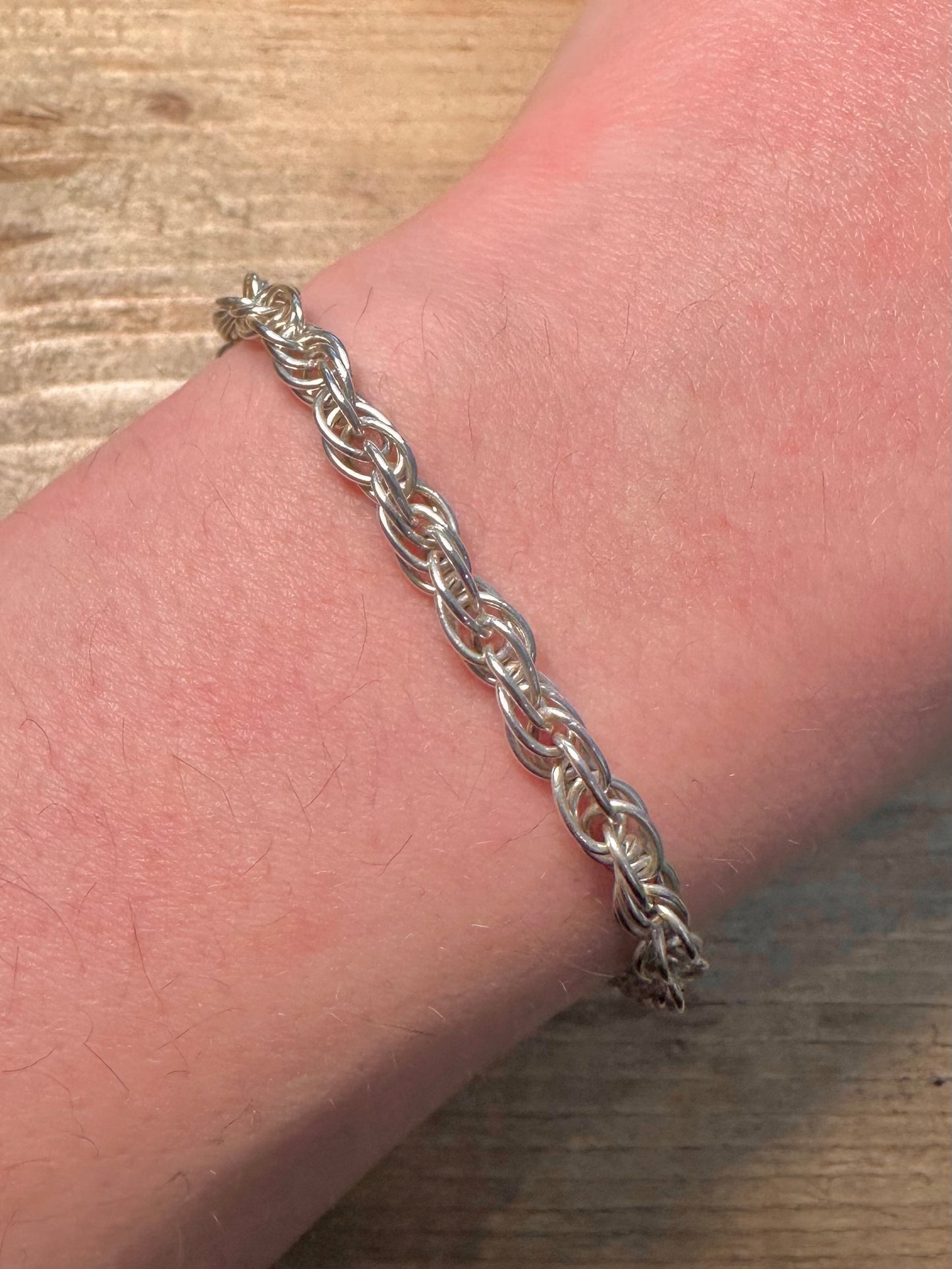 Vintage Rope Chain Italy 925 Silver 7 inch Bracelet
