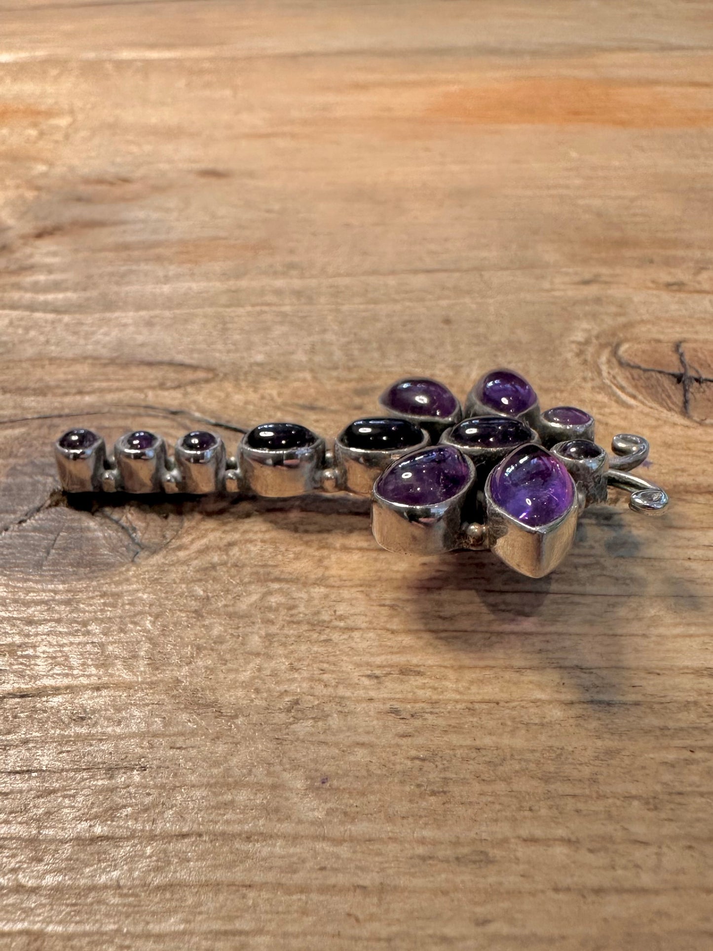 Vintage Amethyst Dragonfly 925 Silver Pendant
