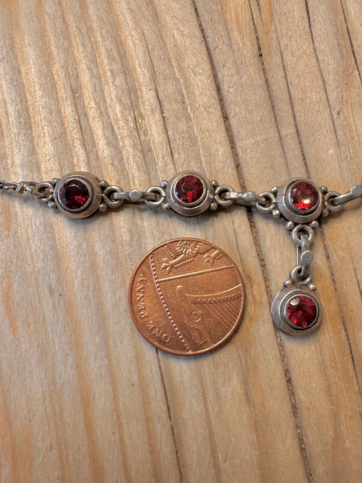 Vintage Garnet 925 Silver 17 inch Necklace