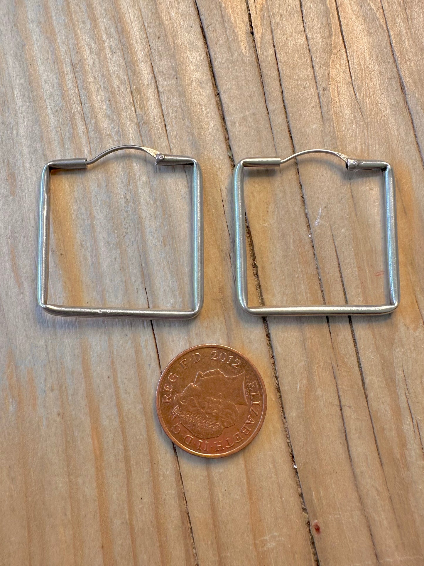 Abstract Square 925 Silver Hoop Earrings