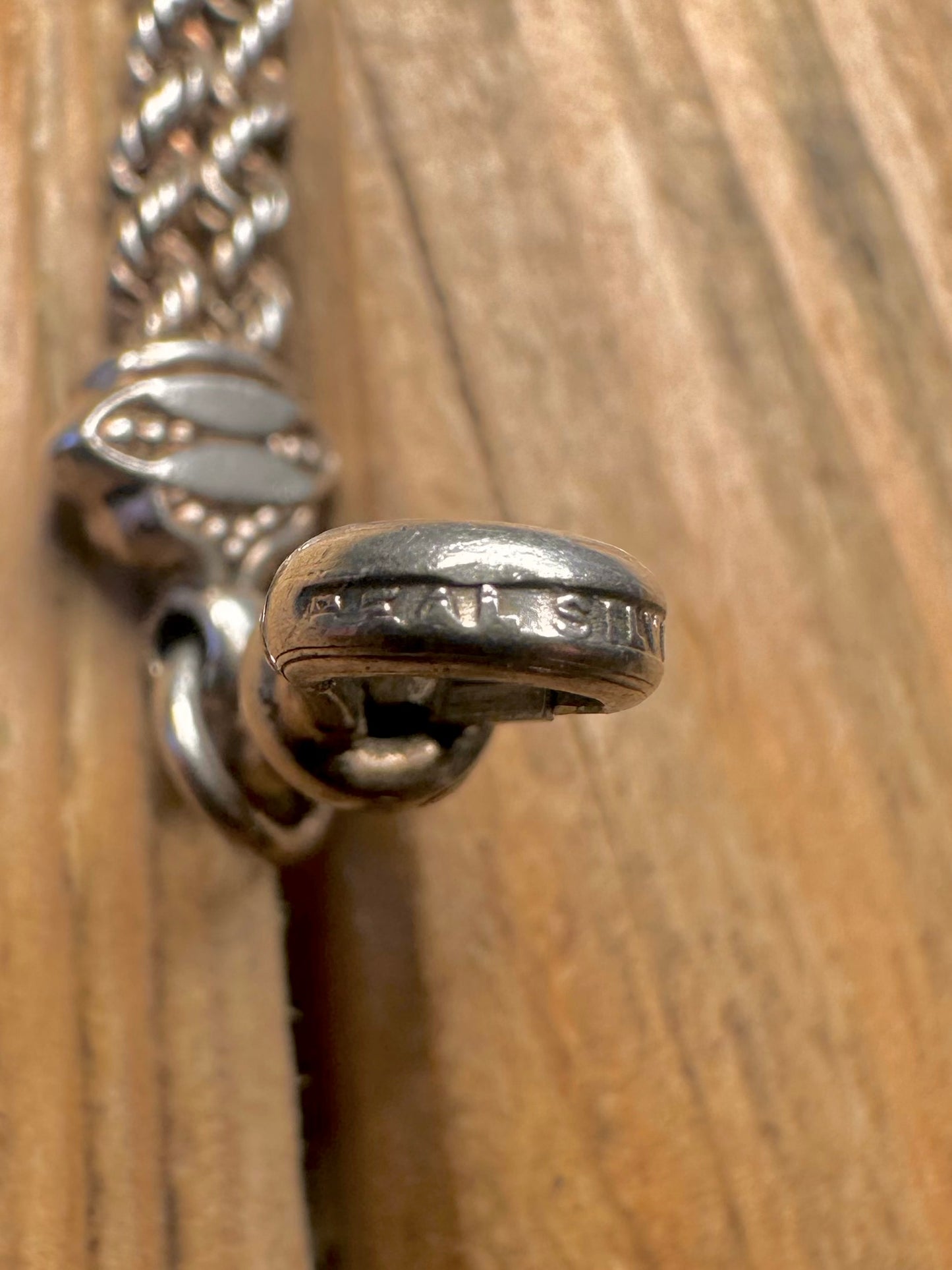 Antique Victorian Albertina Tassel T Bar 925 Sterling Silver 6.7 inch Bracelet