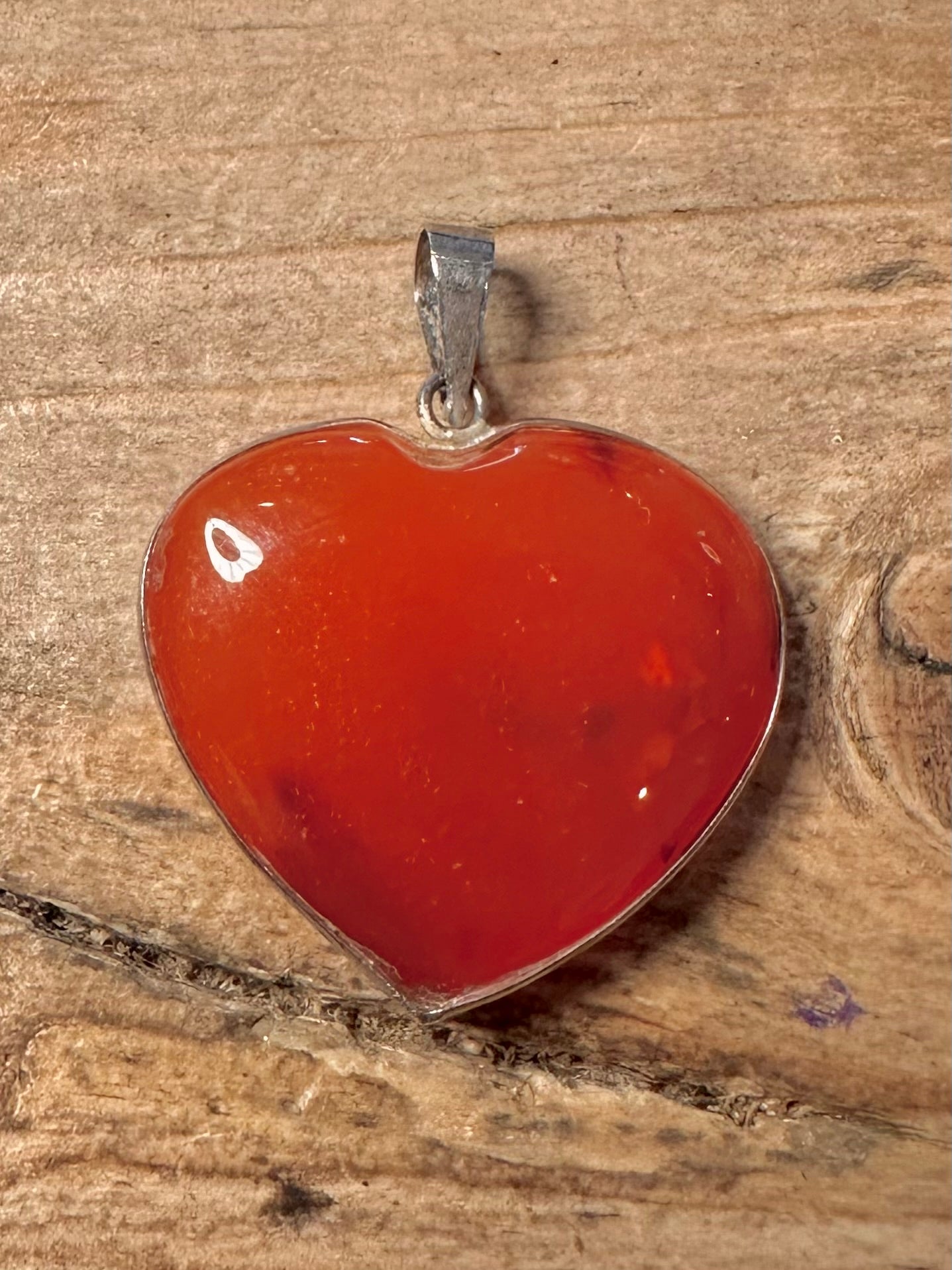 Vintage Carnelian Heart 925 Silver Pendant