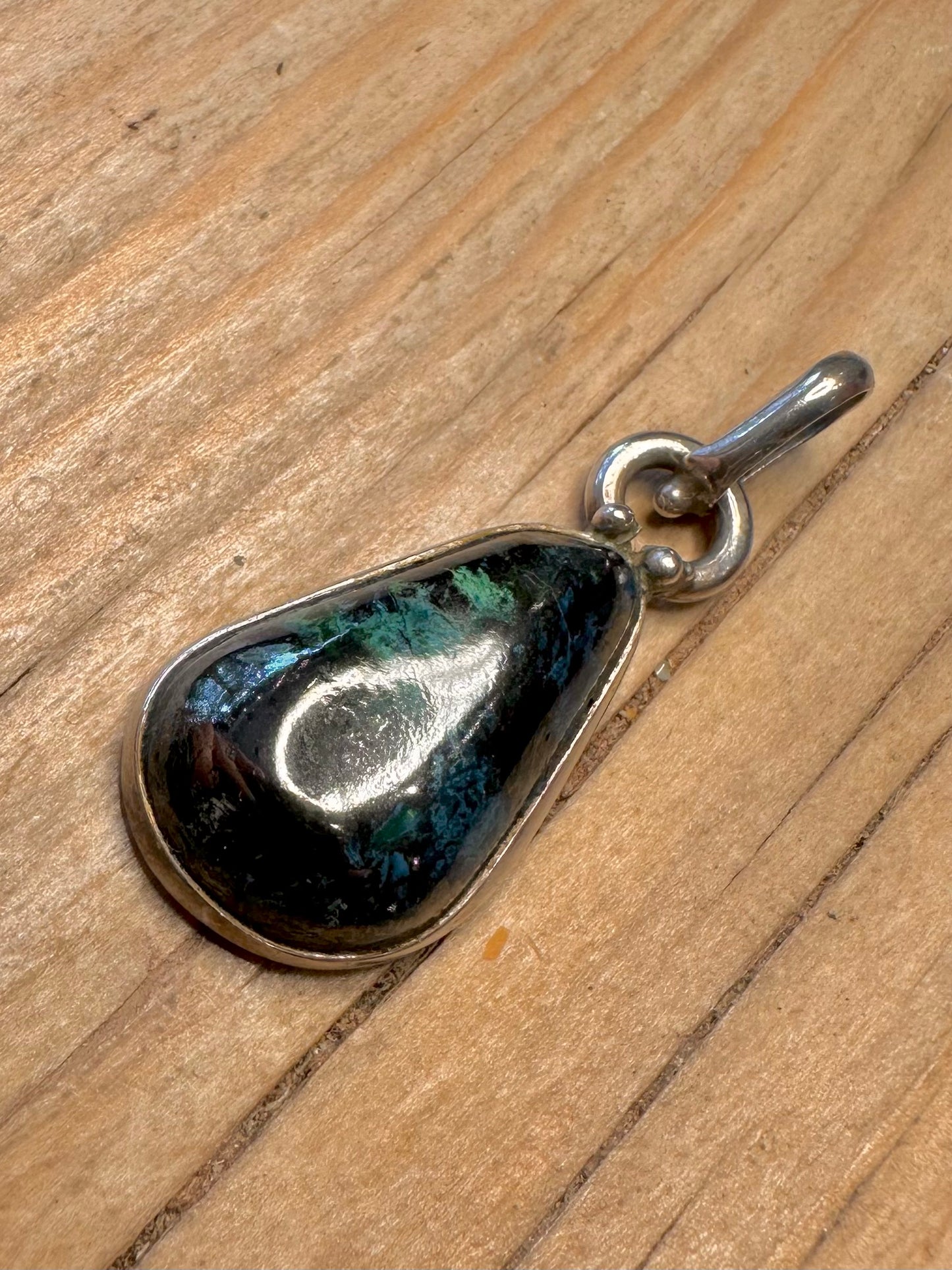 Vintage Polished Turquoise 925 Sterling Silver Pendant