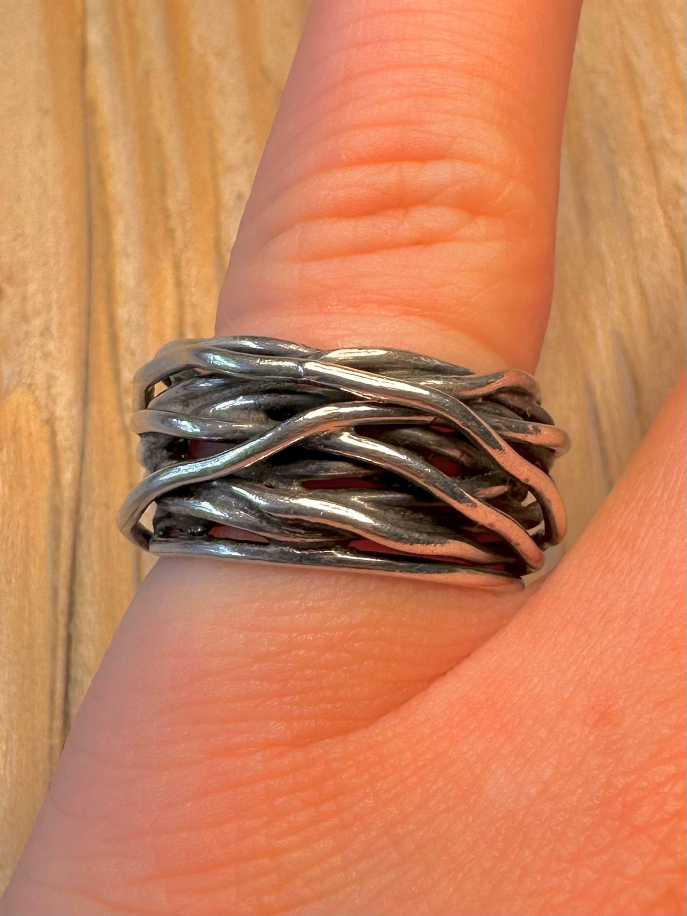 Modernist Brutalist Layer 925 Sterling Silver Size O Ring