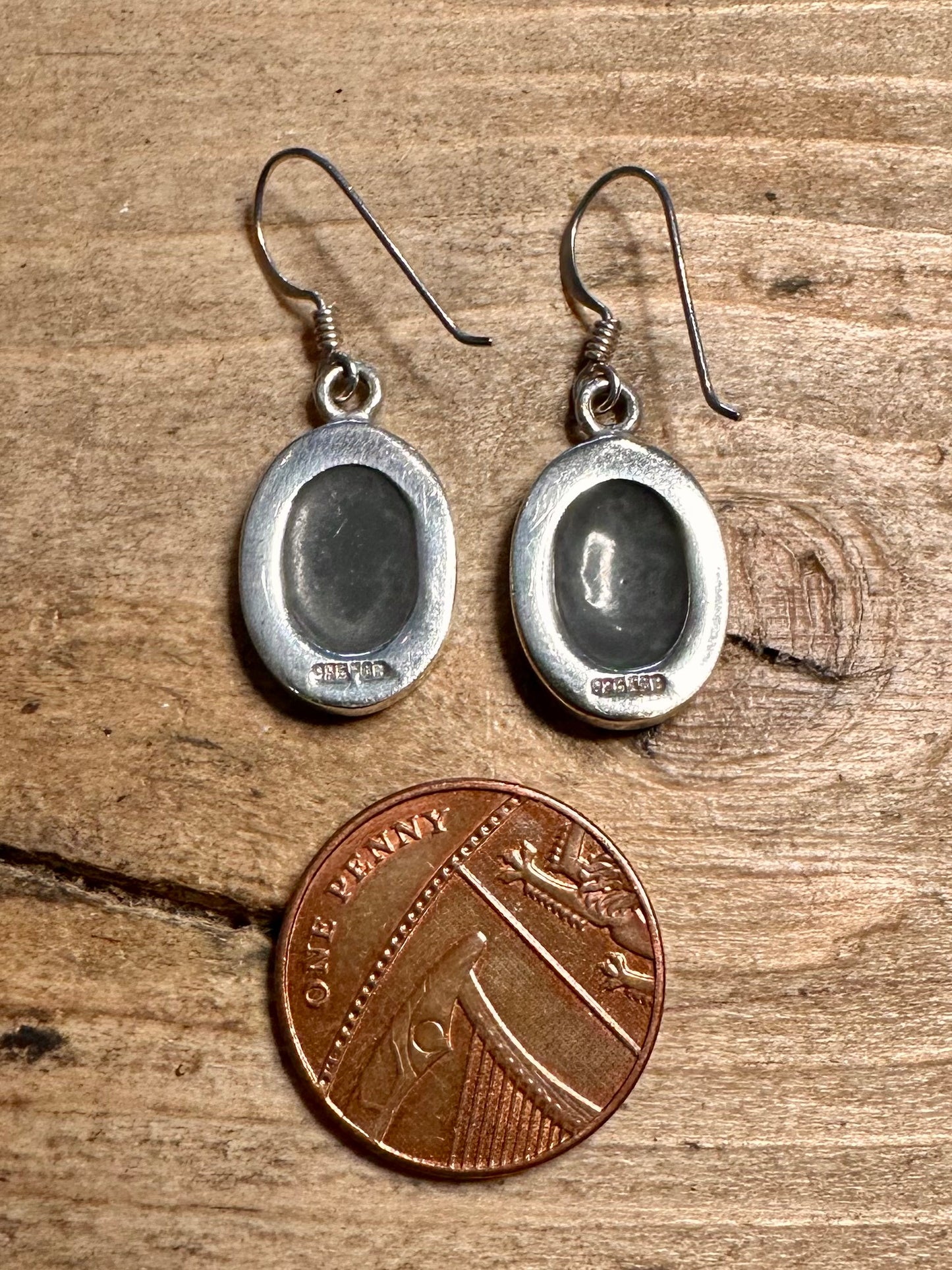 Vintage Abalone Oval 925 Silver Earrings