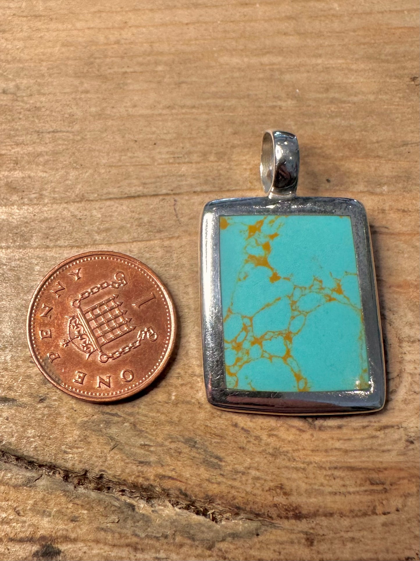 Vintage Howlite Rectangle 925 Silver Pendant