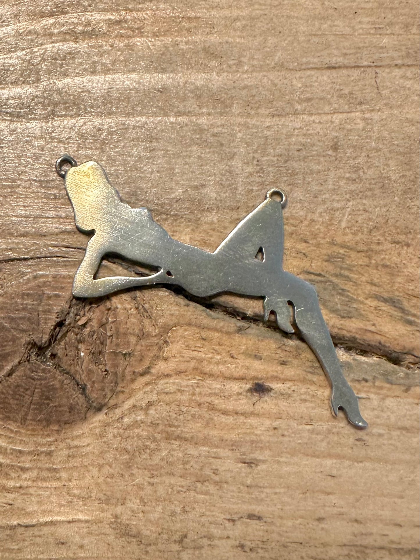Vintage Laying Back Women 925 Silver Pendant