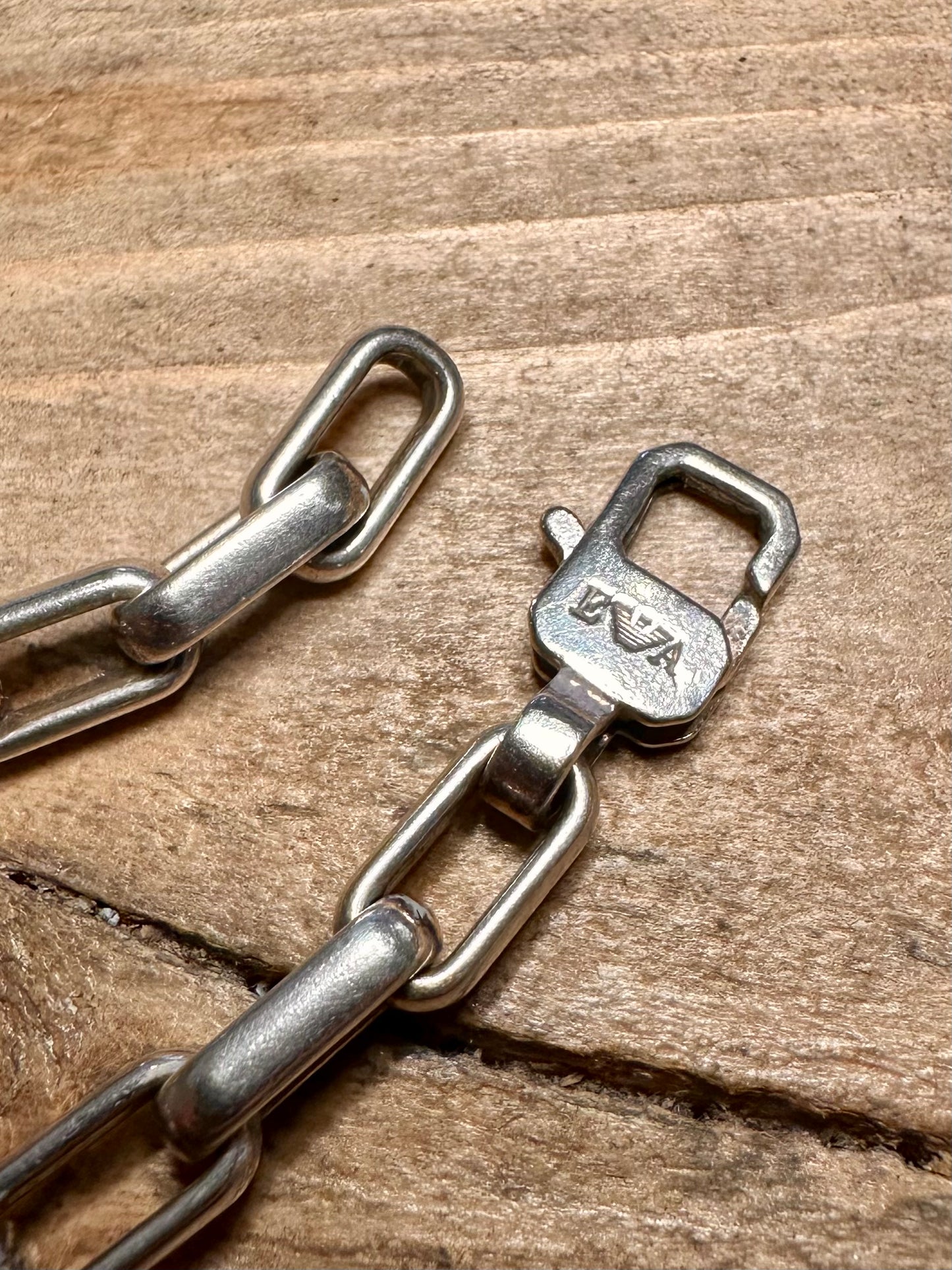 Vintage Chunky Bar Emporia Armani Cross Charm 925 Silver 8 inch Bracelet