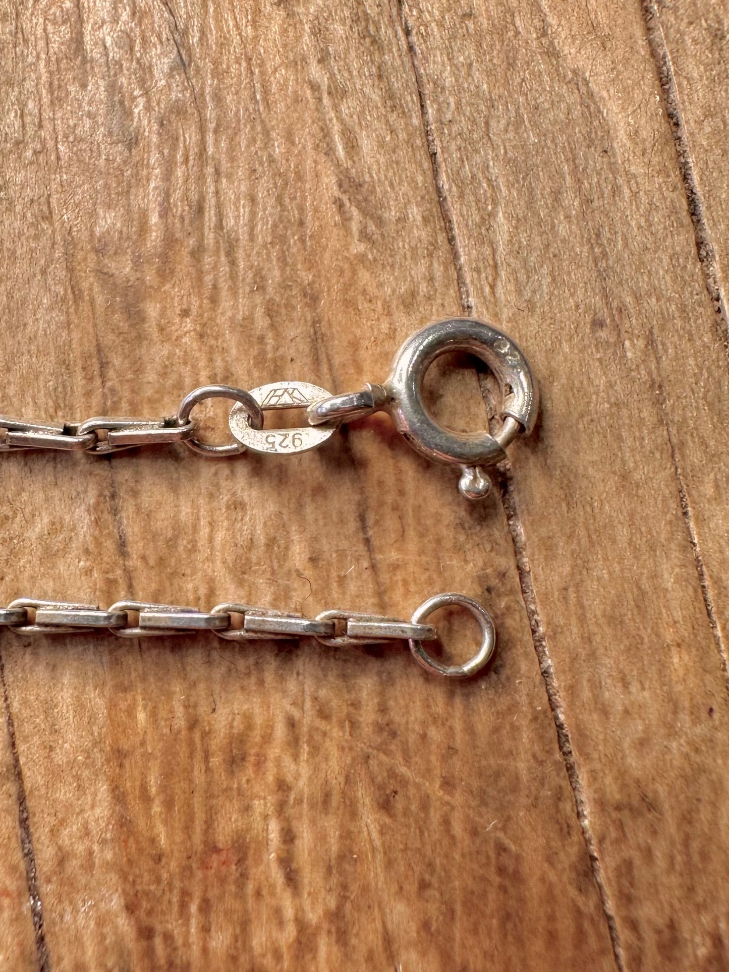 Vintage Georg Jensen Ltd Enamel St Christopher and Bar Unique Chain 925 Sterling Silver 17.5 inch Necklace