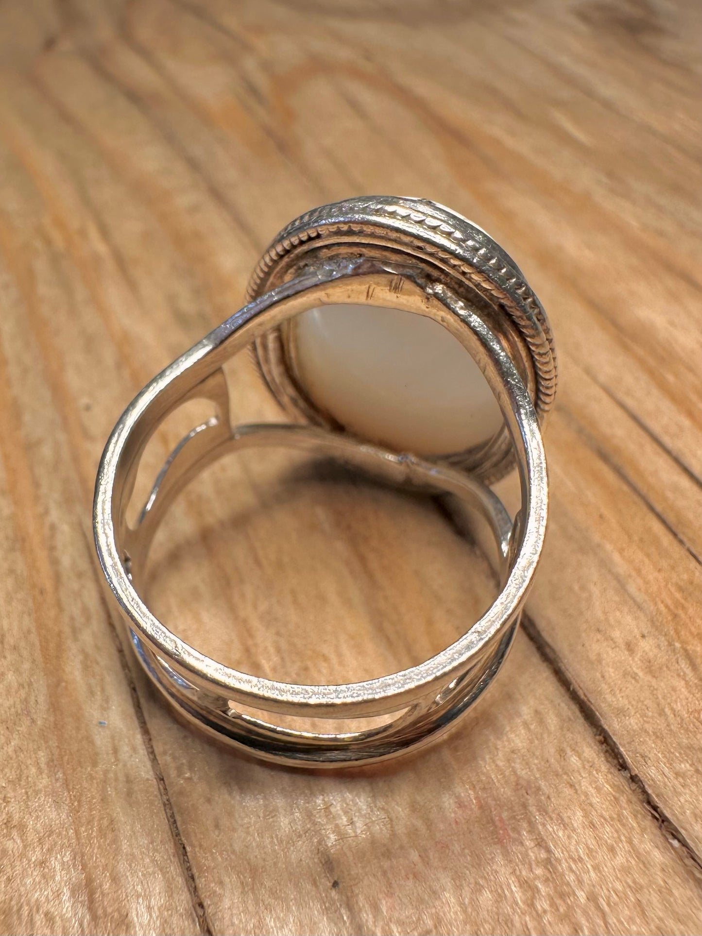 Abstract Dendritic Oval 925 Sterling Silver Size P1/2 Ring