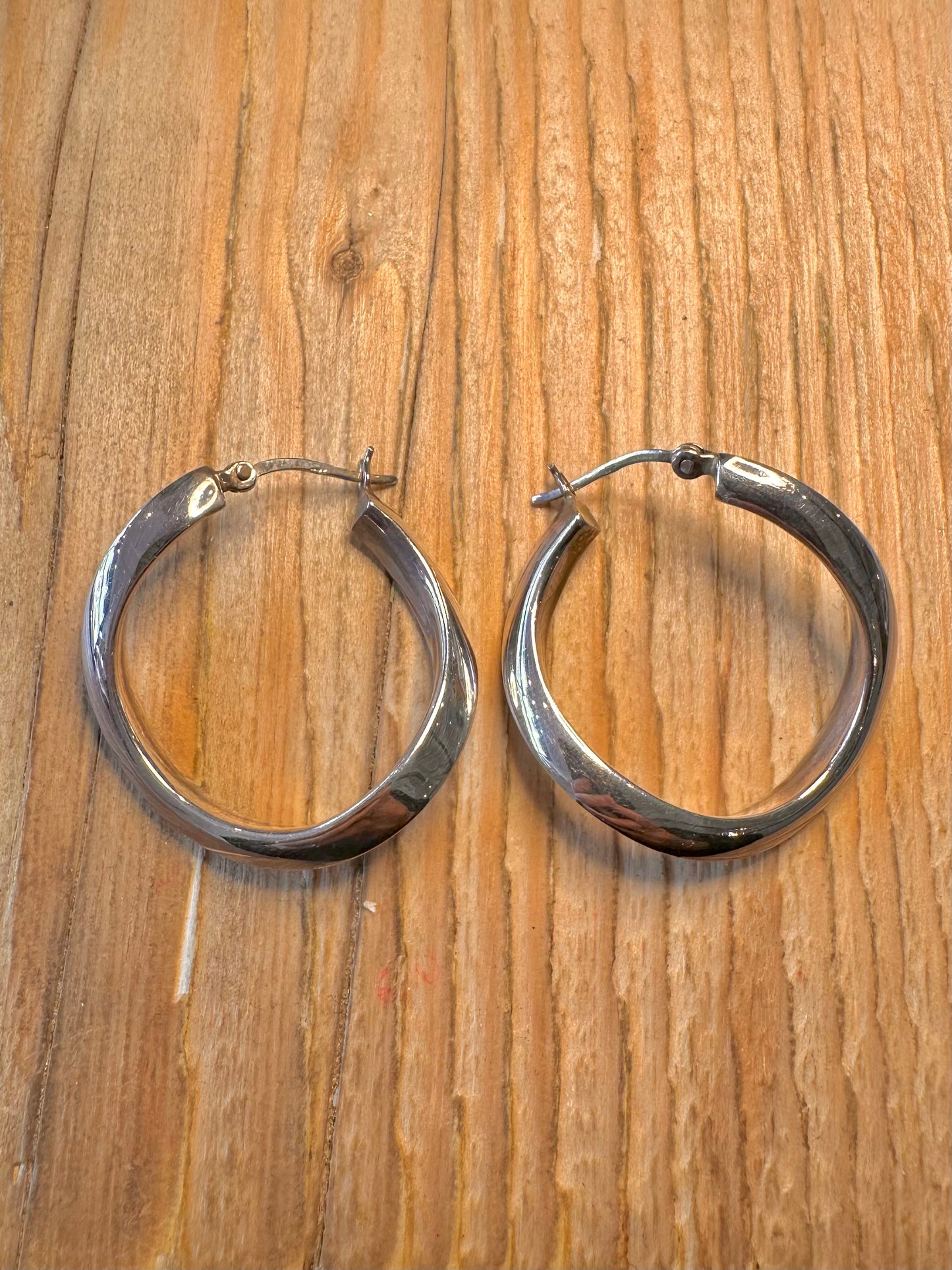 Modernist Twisted Chunky Hoops 925 Sterling Silver Earrings
