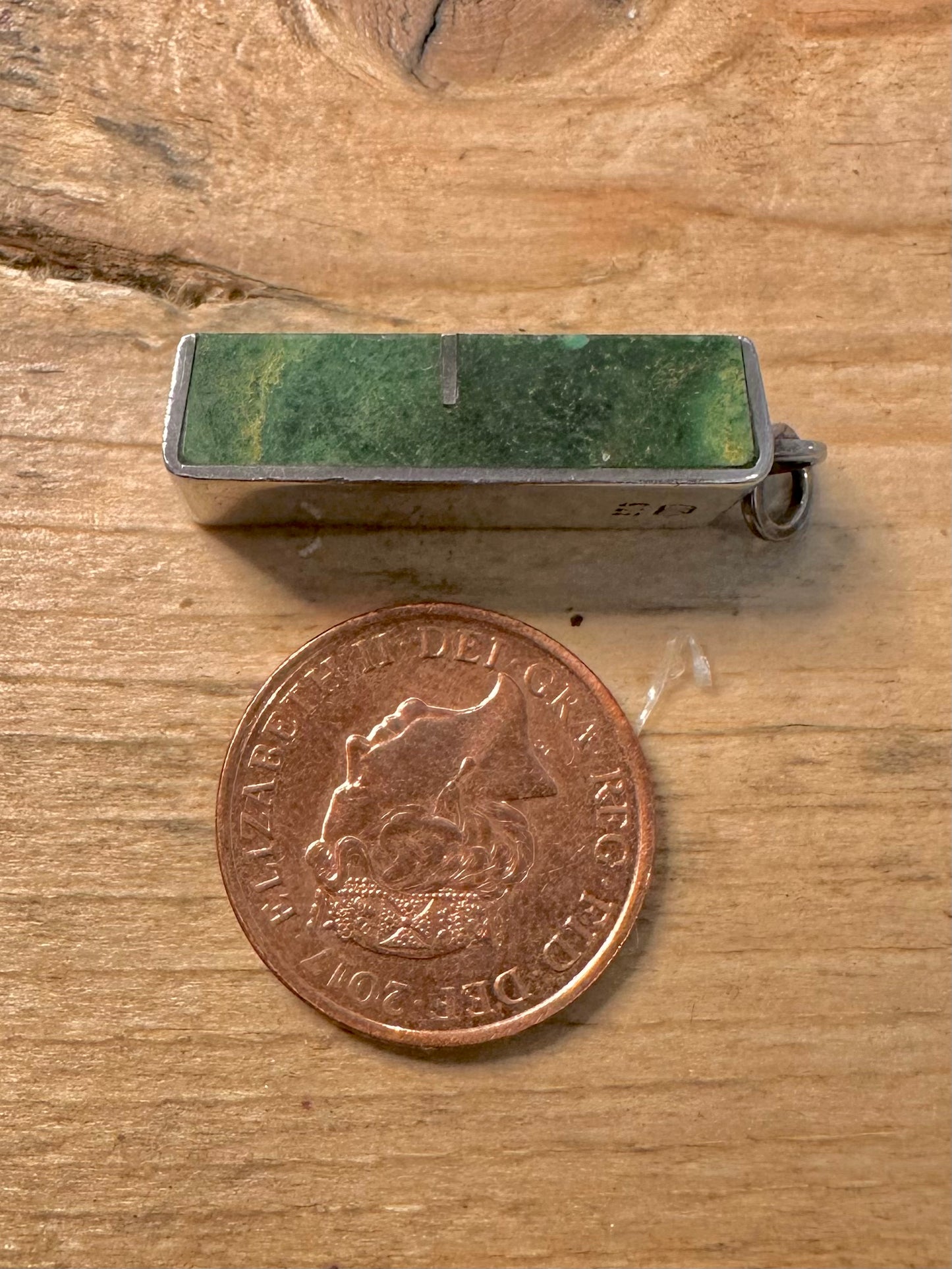Vintage Serpentine Domino 925 Silver Pendant