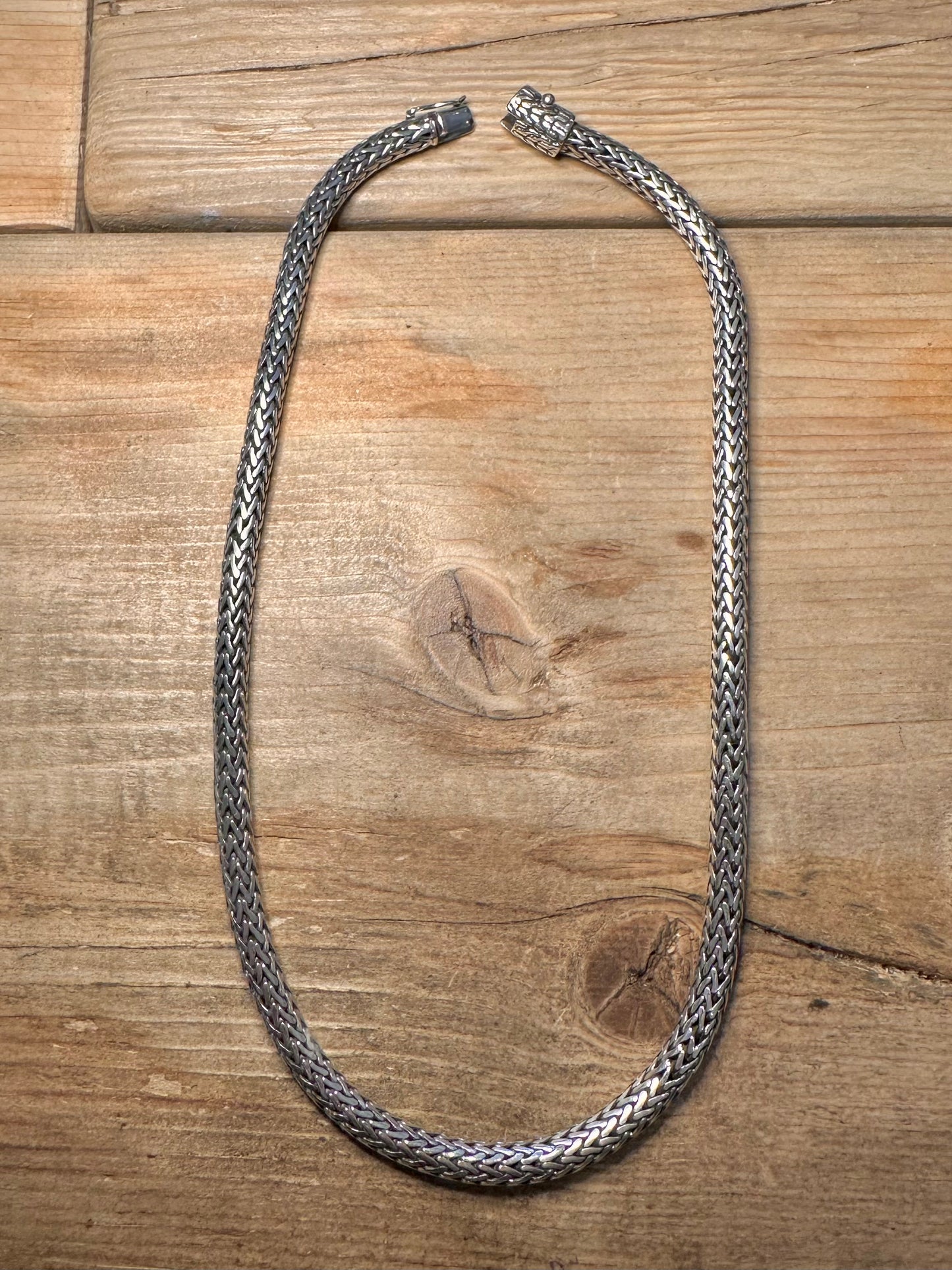 Modern Chunky Braided Chain 925 Silver 18 inch Necklace