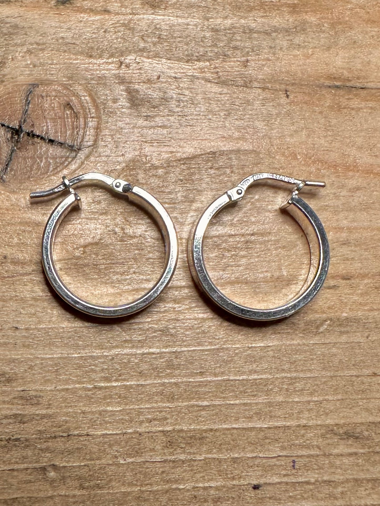 Modern Chunky Hoops Italy 925 Silver Earrings