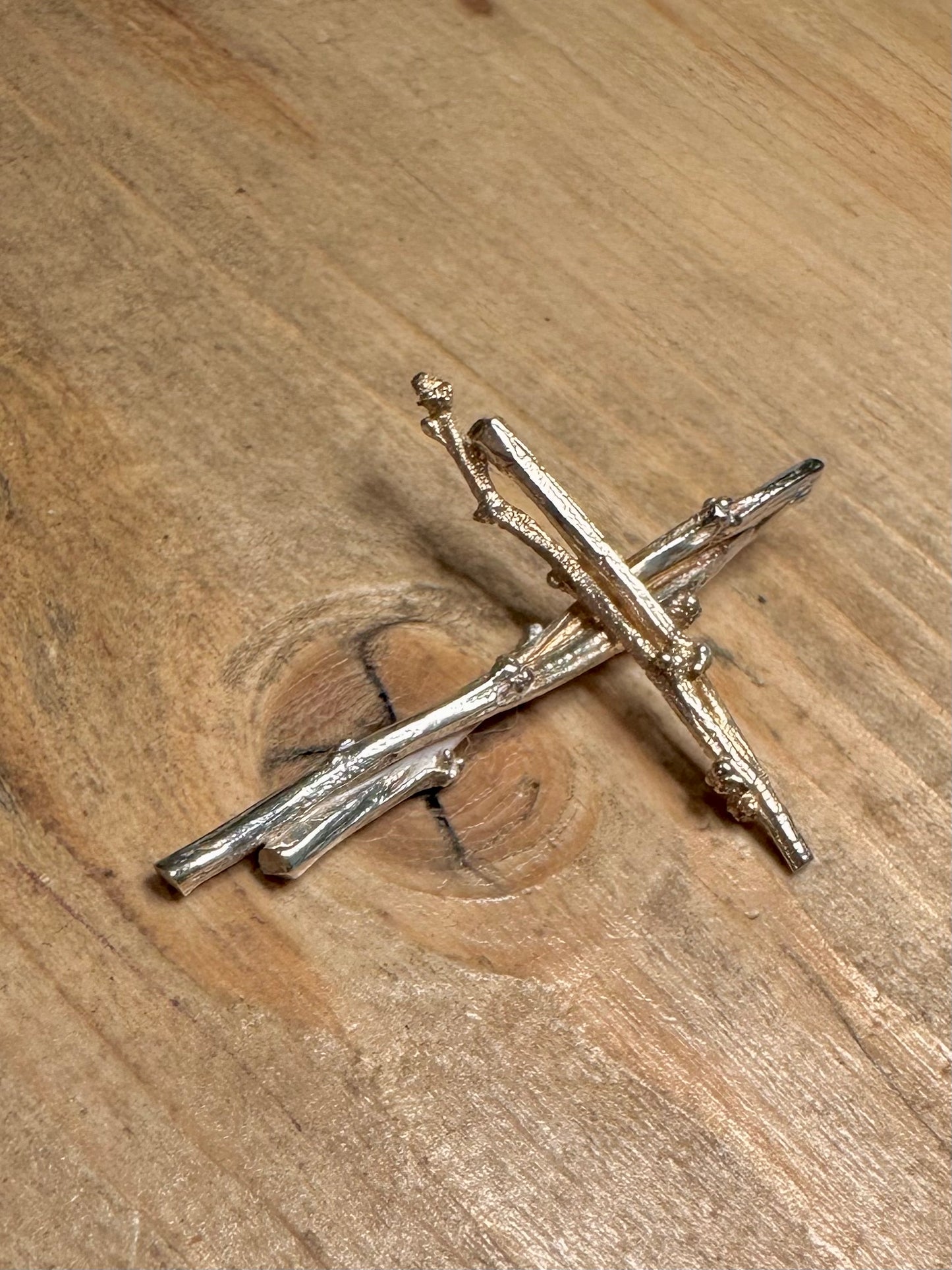 Vintage Bark Effect Cross 925 Silver Pendant