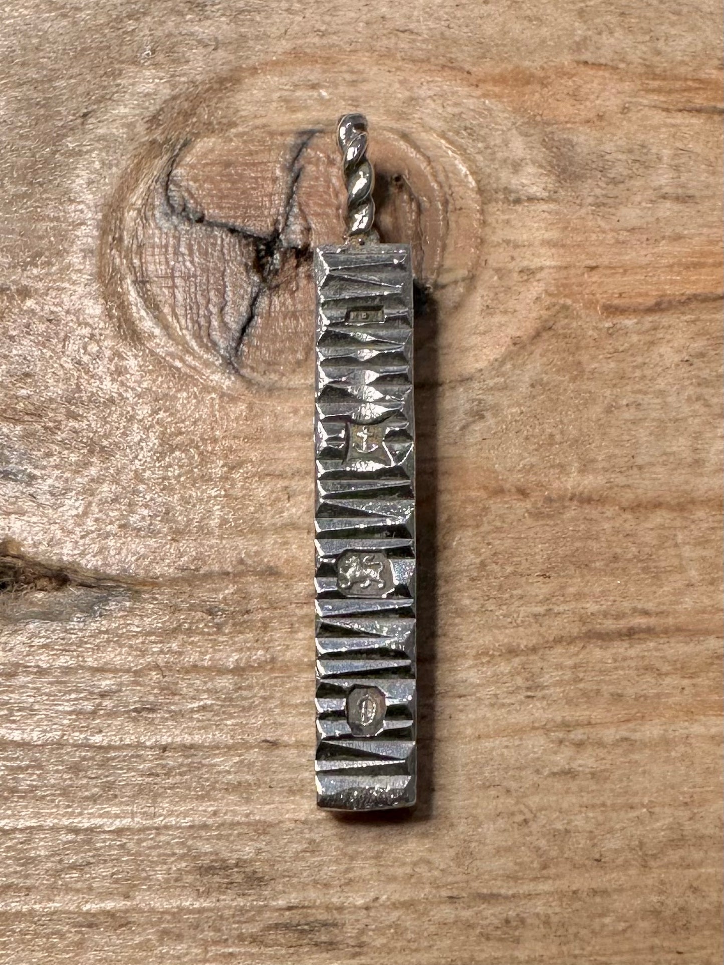 Vintage 1978 Bark Effect Ingot 925 Silver Pendant