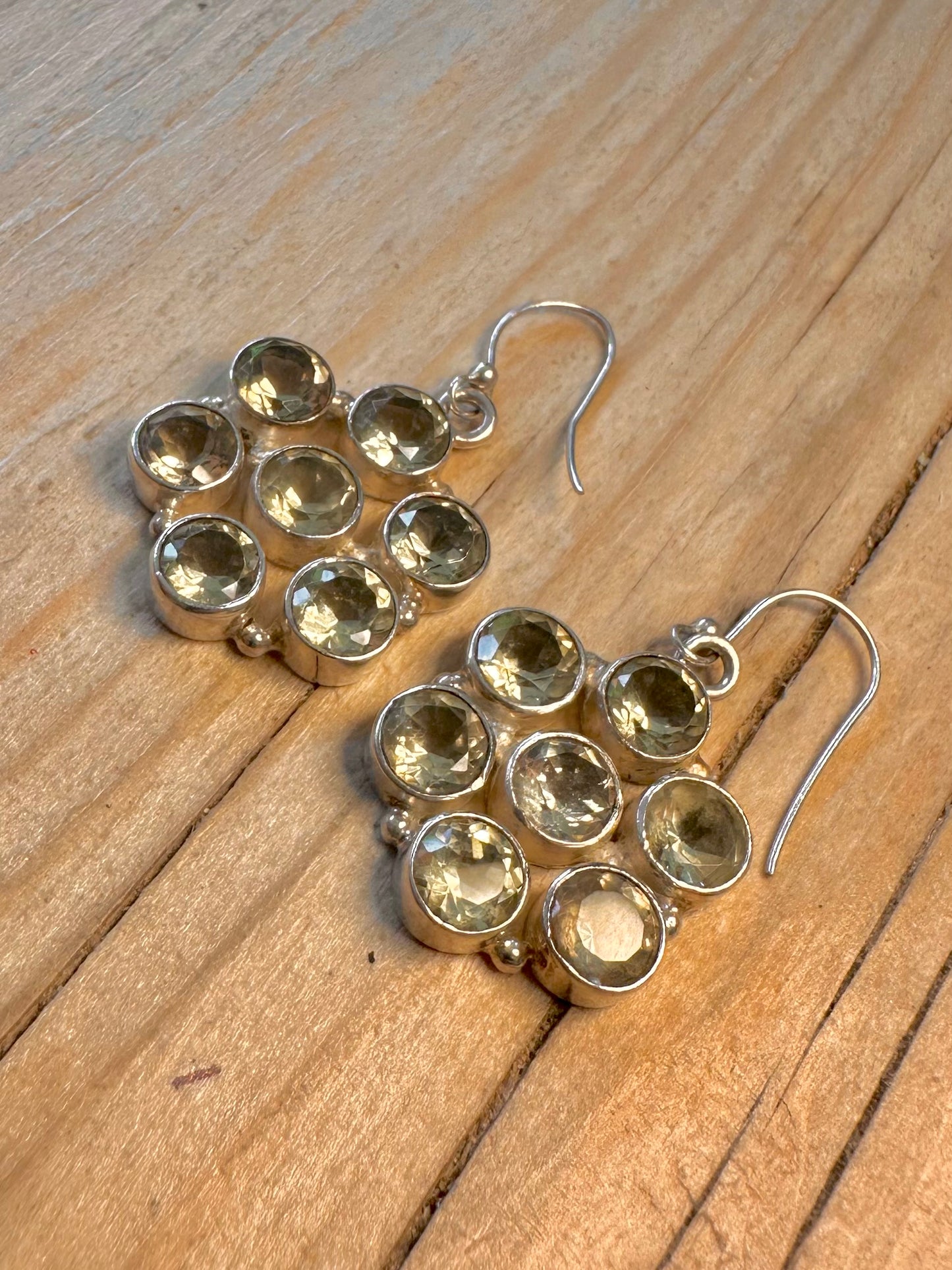 Vintage Topaz Cluster 925 Silver Earrings