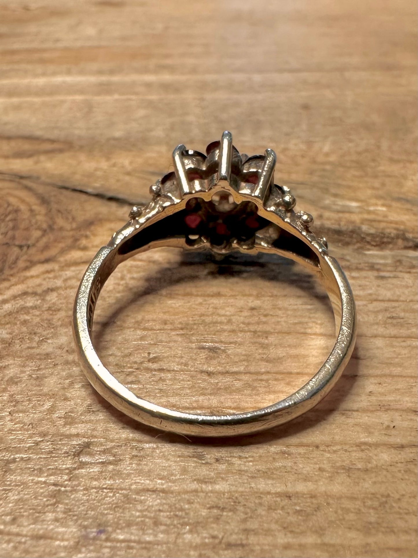 Vintage Opal and Garnet 925 Silver Size P Ring