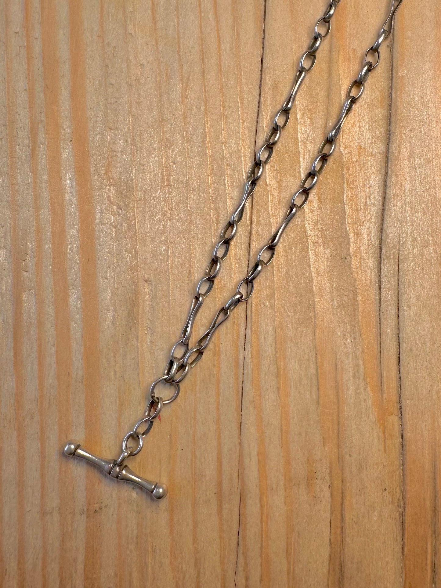 Vintage Unique Chain T Bar Maker CC 925 Sterling Silver 19 inch Necklace