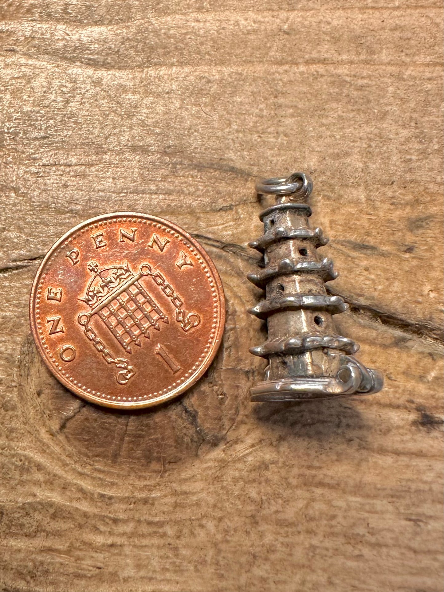 Vintage Pagoda Buddha Articulated 925 Silver Charm Pendant
